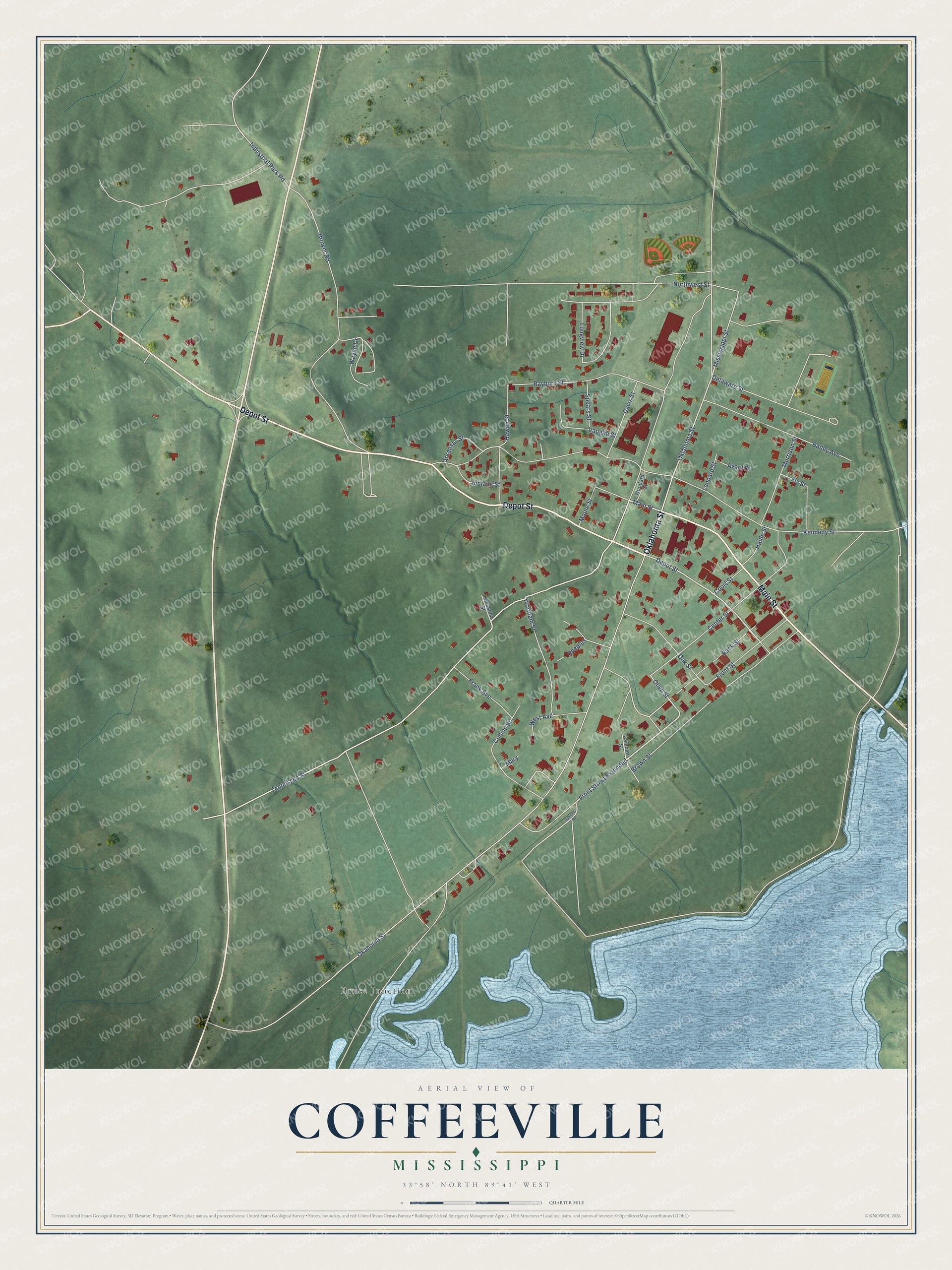 Watermarked full-map preview of Coffeeville, Mississippi