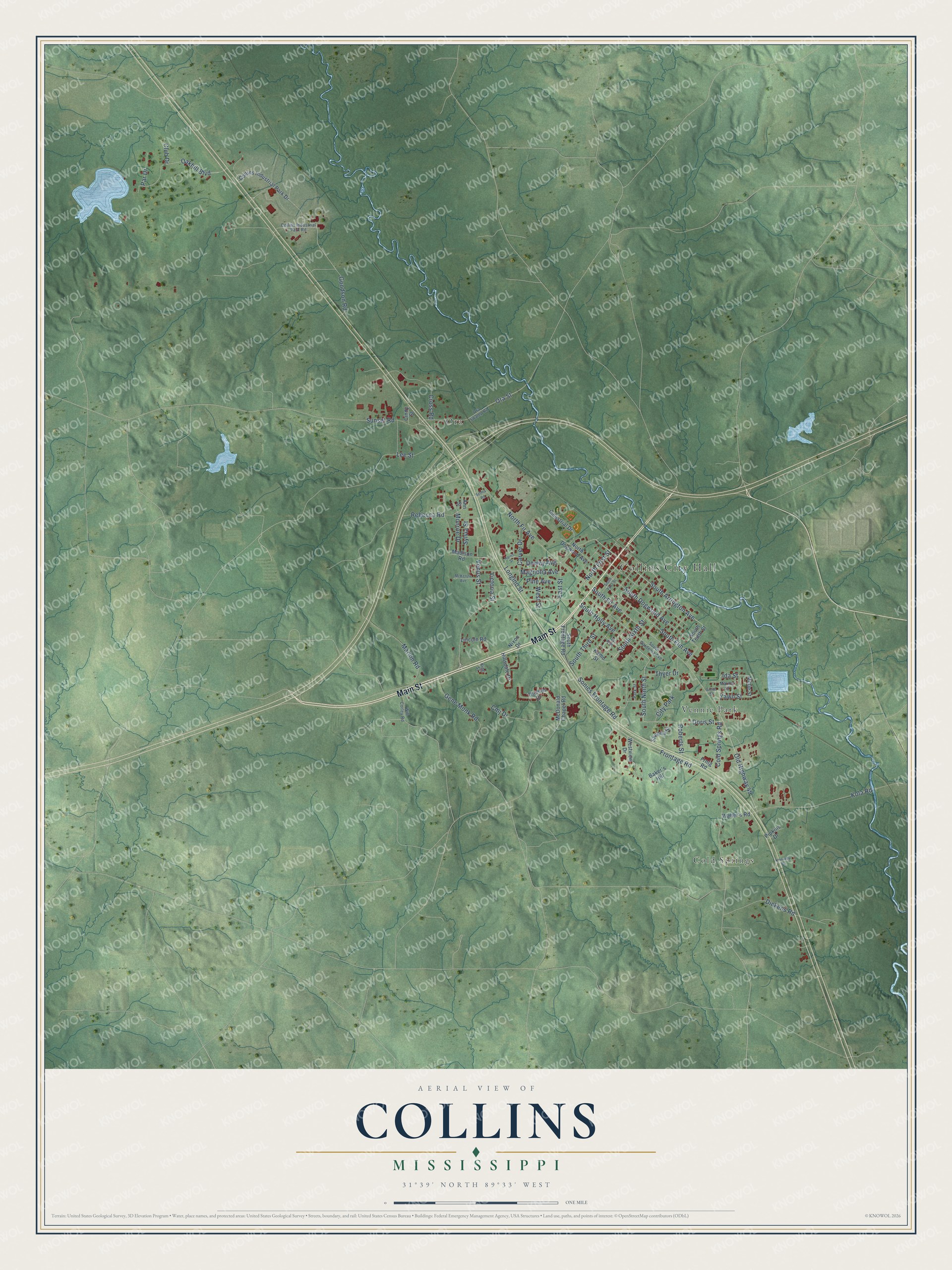 Watermarked full-map preview of Collins, Mississippi