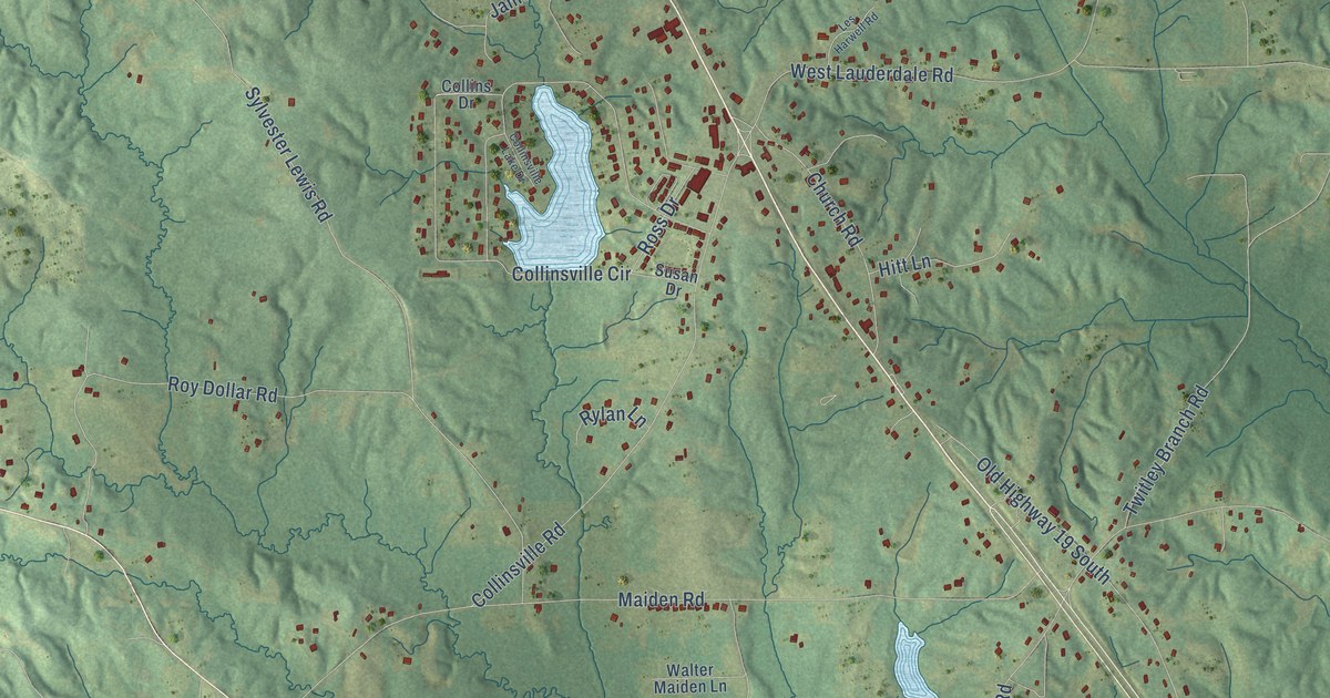 Map of Collinsville, Mississippi in 2026