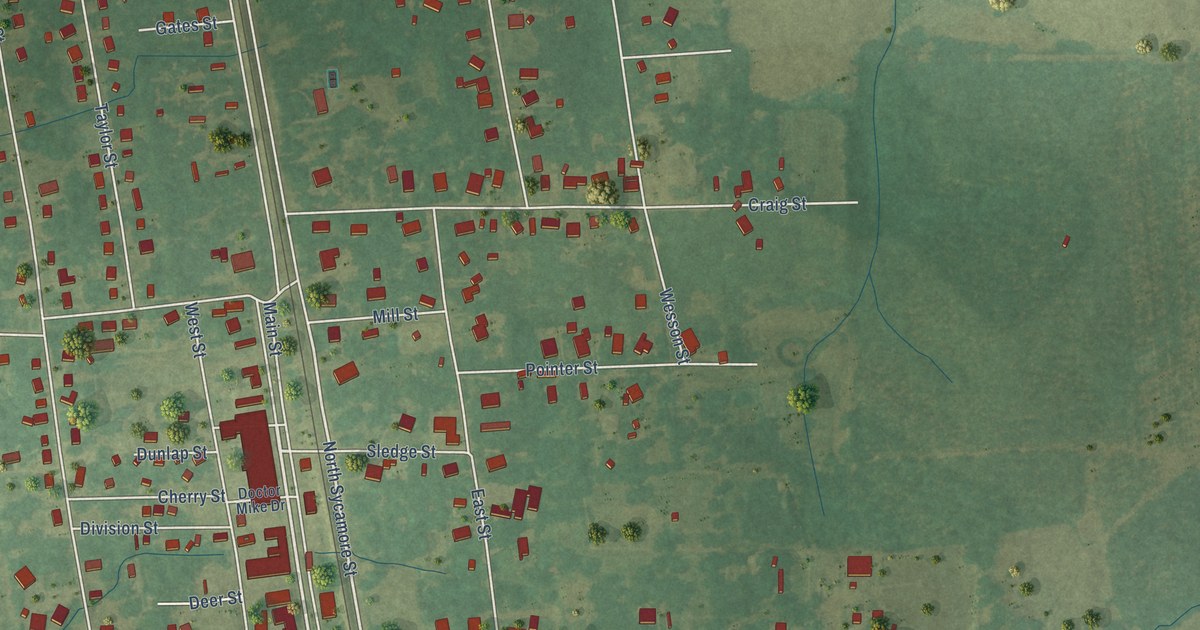 Map of Como, Mississippi in 2026