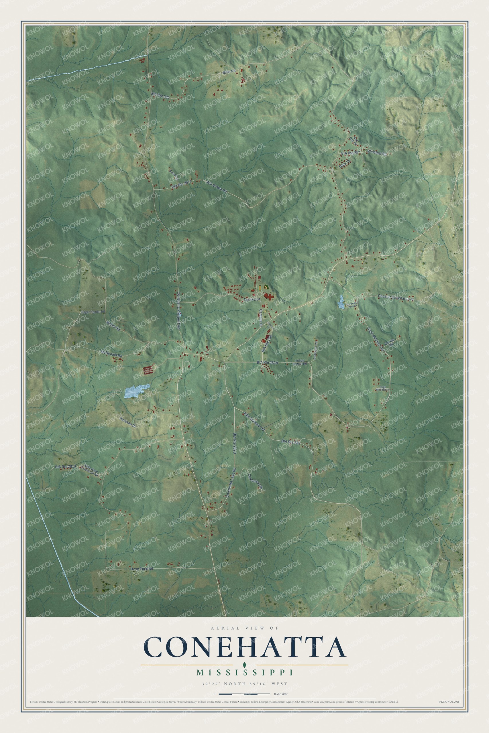 Watermarked full-map preview of Conehatta, Mississippi