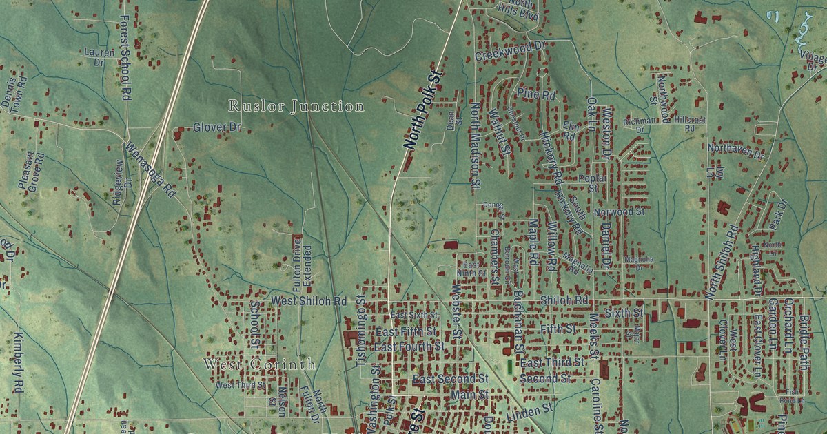 Map of Corinth, Mississippi in 2026