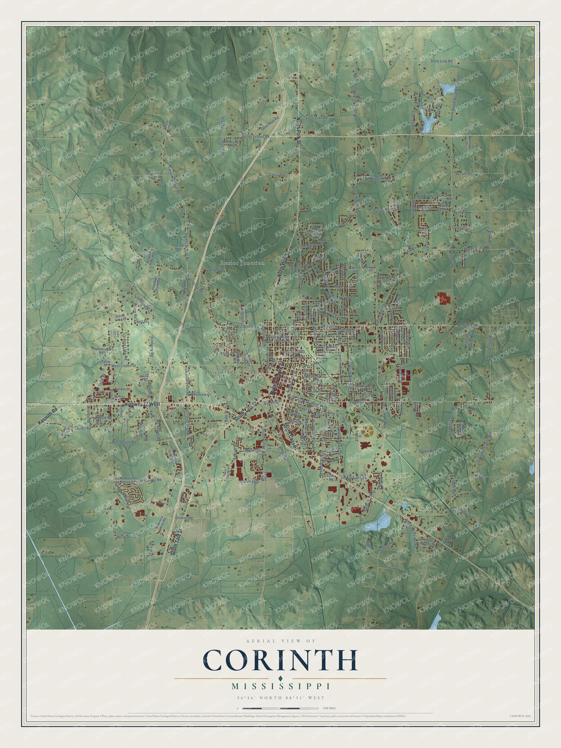 Watermarked full-map preview of Corinth, Mississippi