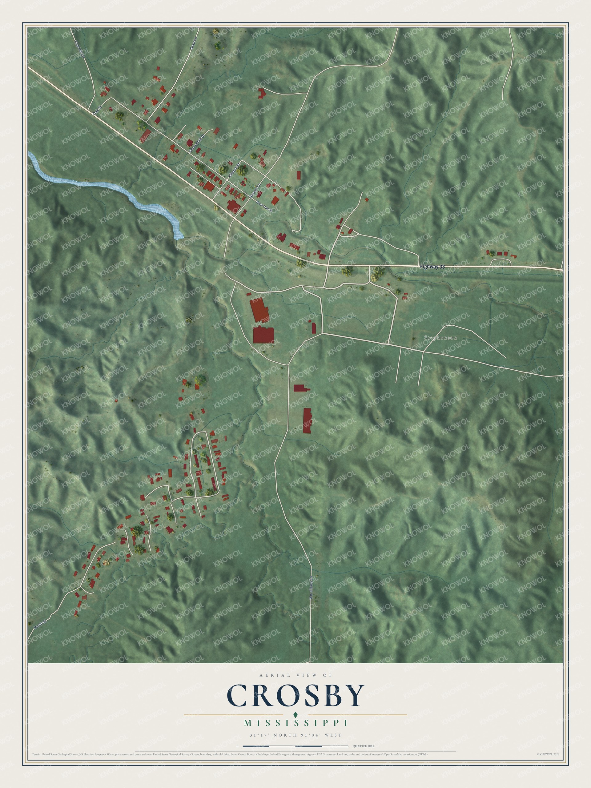 Watermarked full-map preview of Crosby, Mississippi