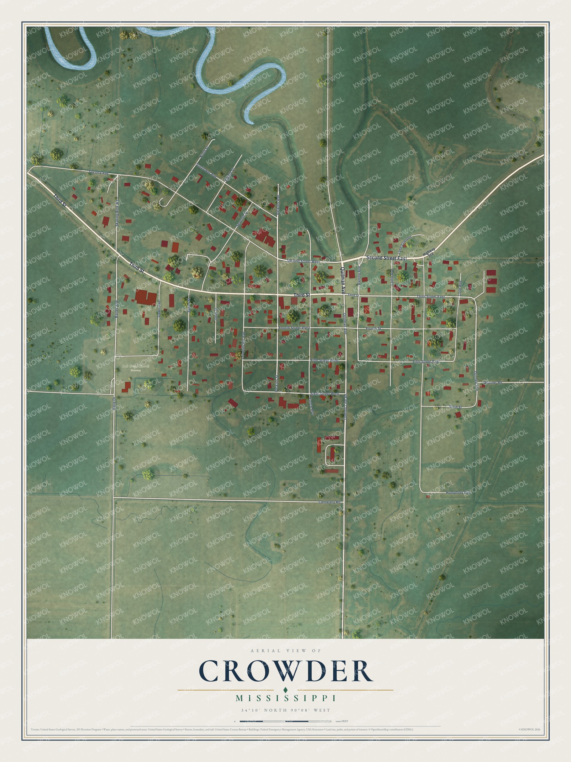 Watermarked full-map preview of Crowder, Mississippi