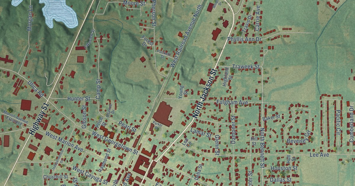 Map of Crystal Springs, Mississippi in 2026