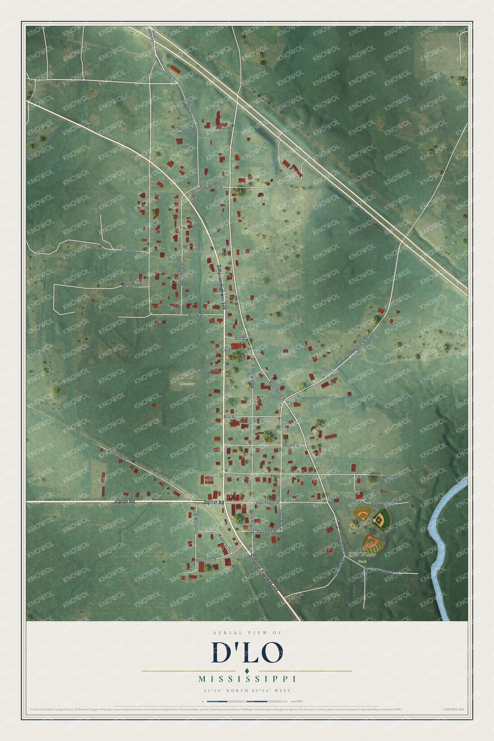 Watermarked full-map preview of D'Lo, Mississippi