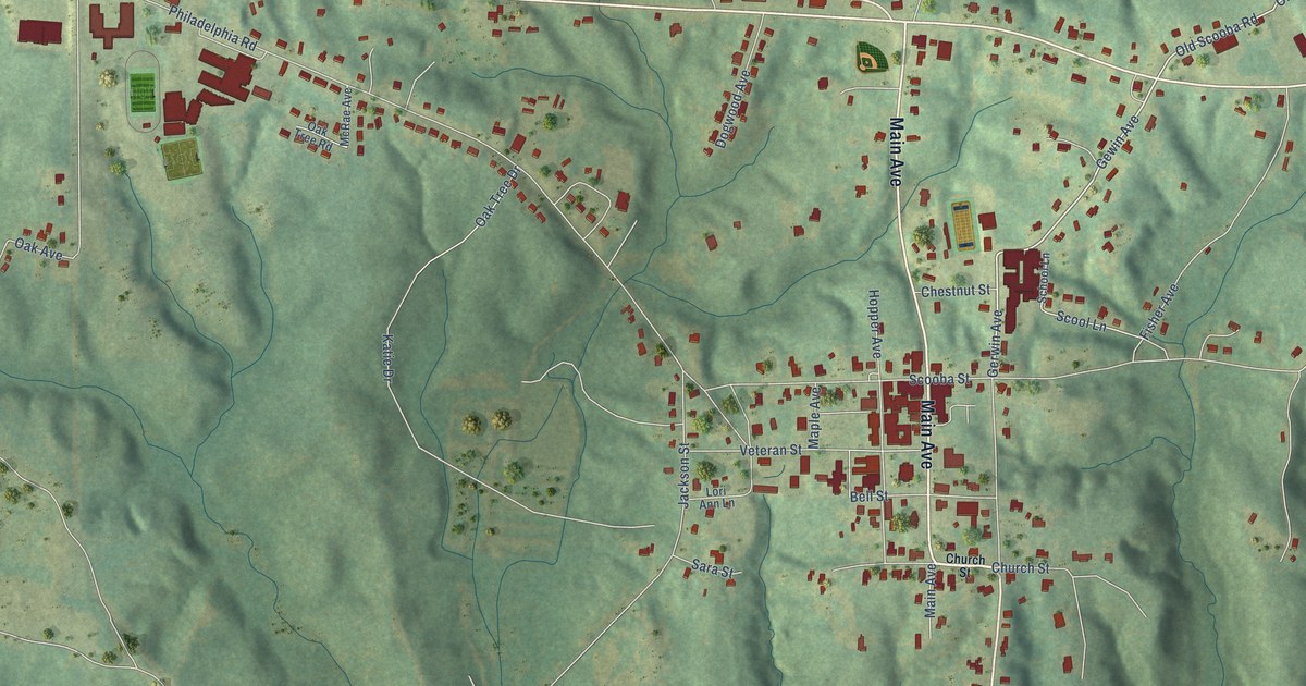 Map of De Kalb, Mississippi in 2026