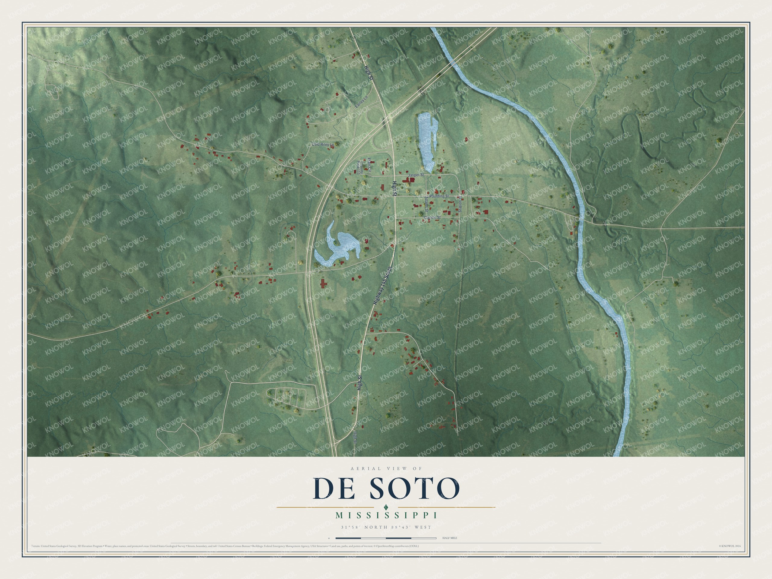 Watermarked full-map preview of De Soto, Mississippi