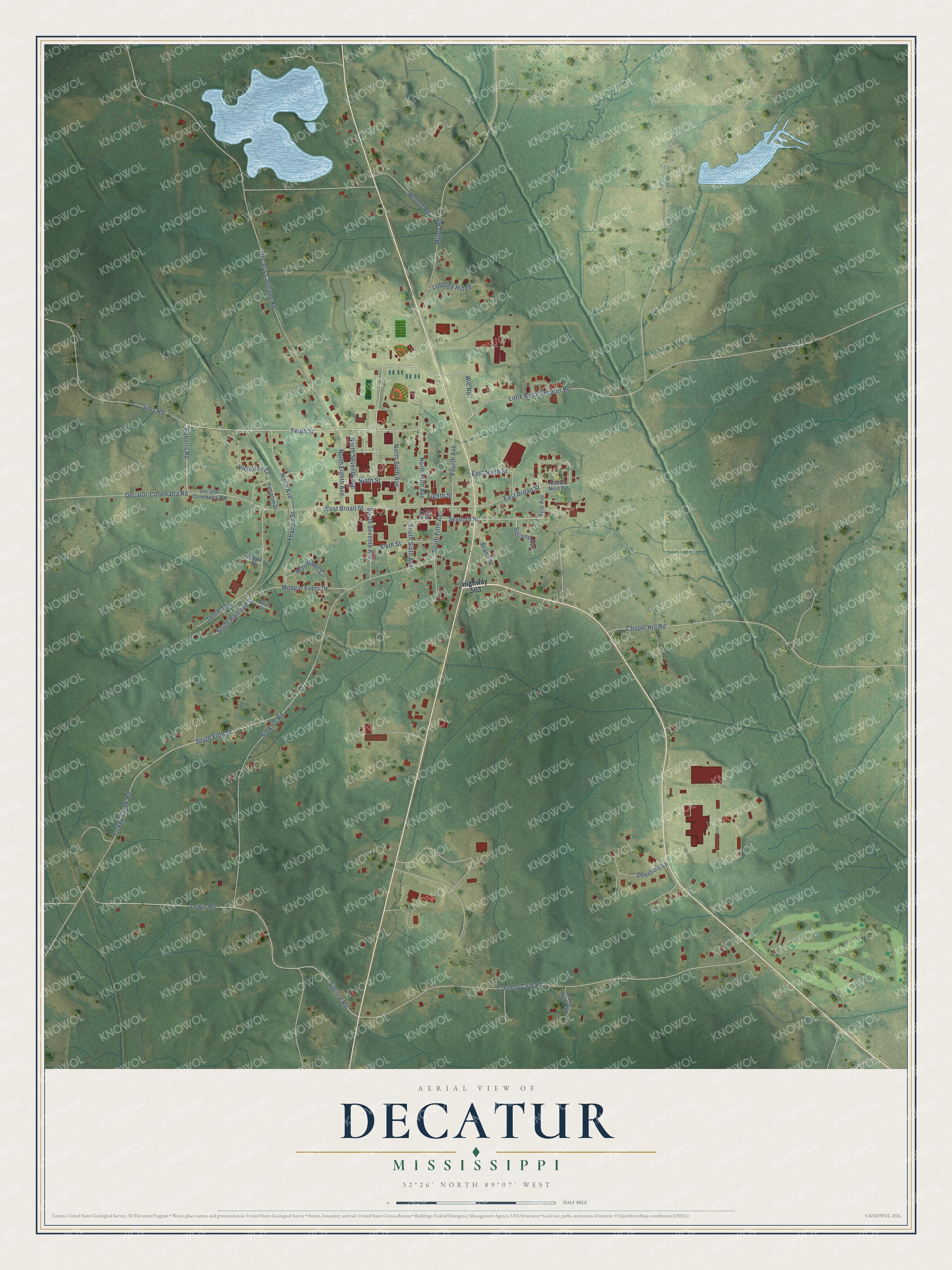 Watermarked full-map preview of Decatur, Mississippi