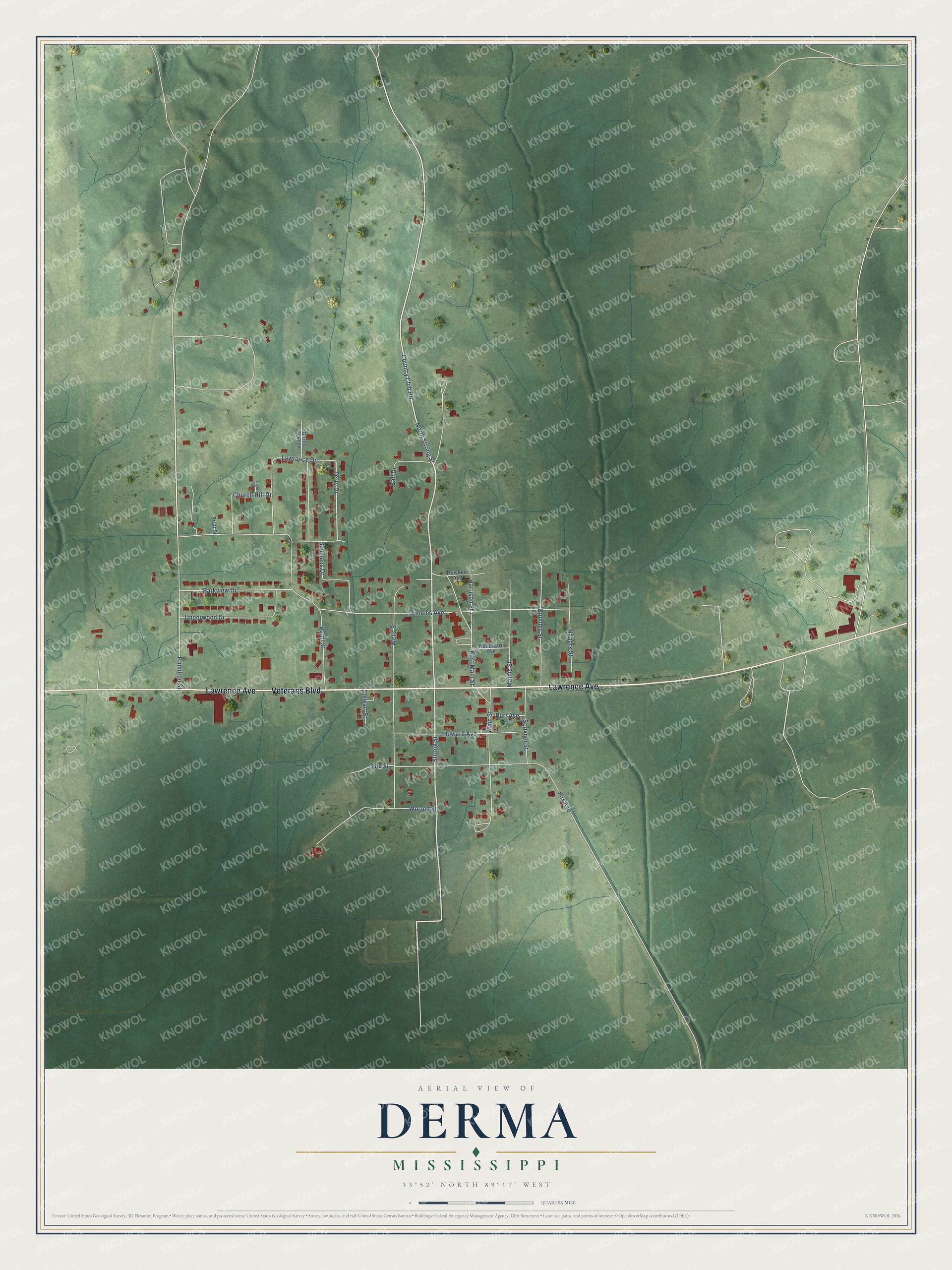 Watermarked full-map preview of Derma, Mississippi