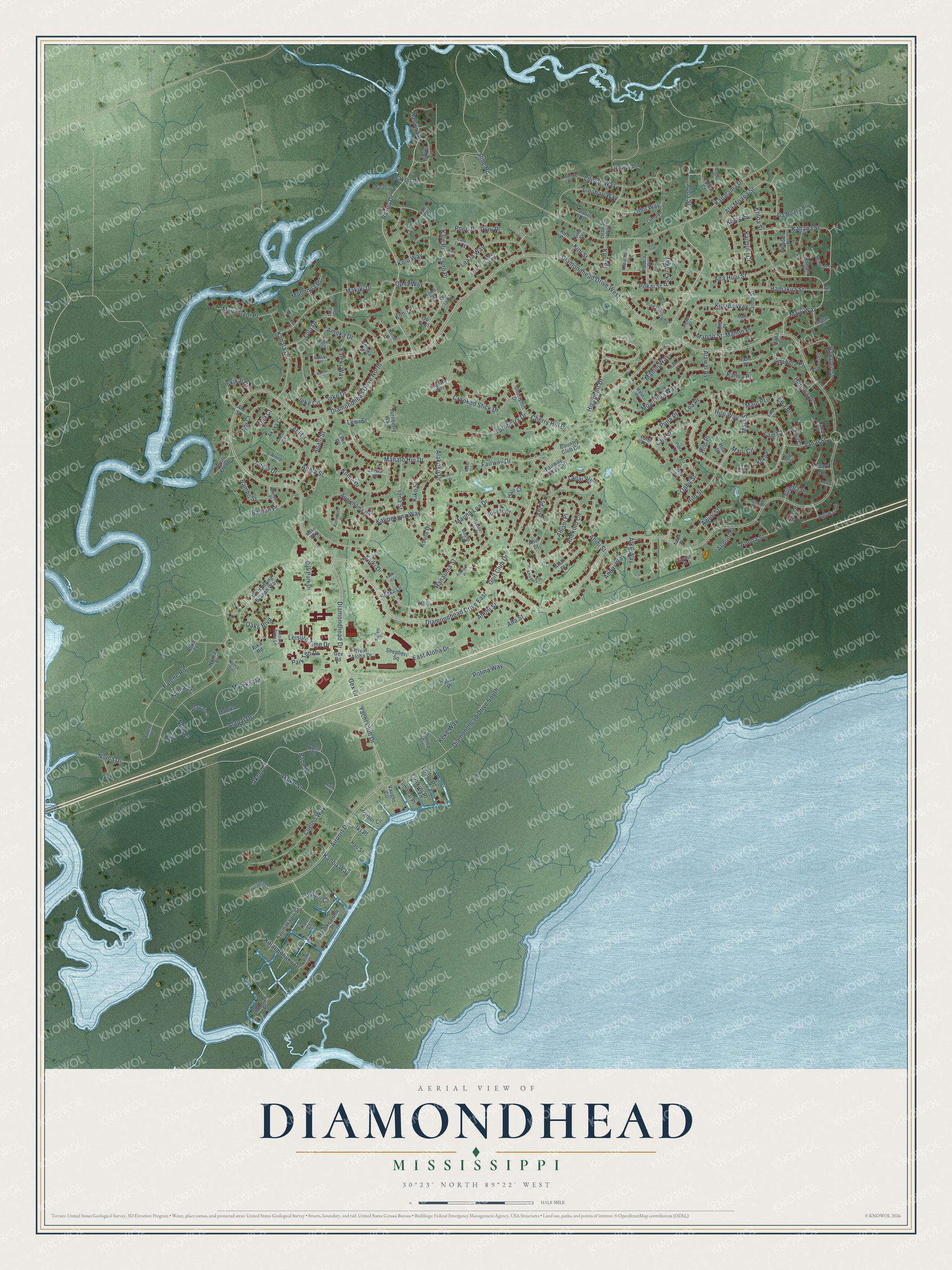 Watermarked full-map preview of Diamondhead, Mississippi