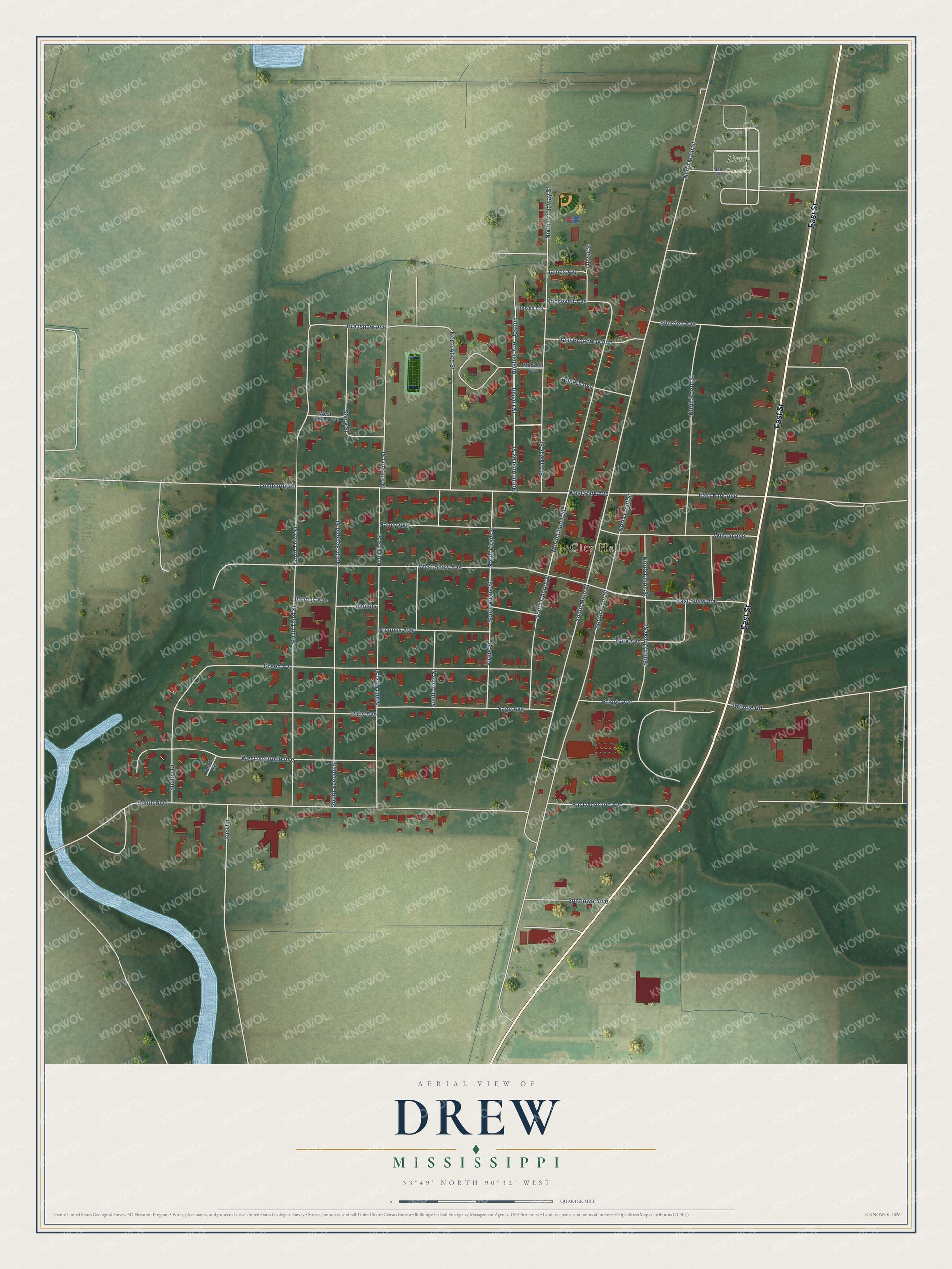 Watermarked full-map preview of Drew, Mississippi