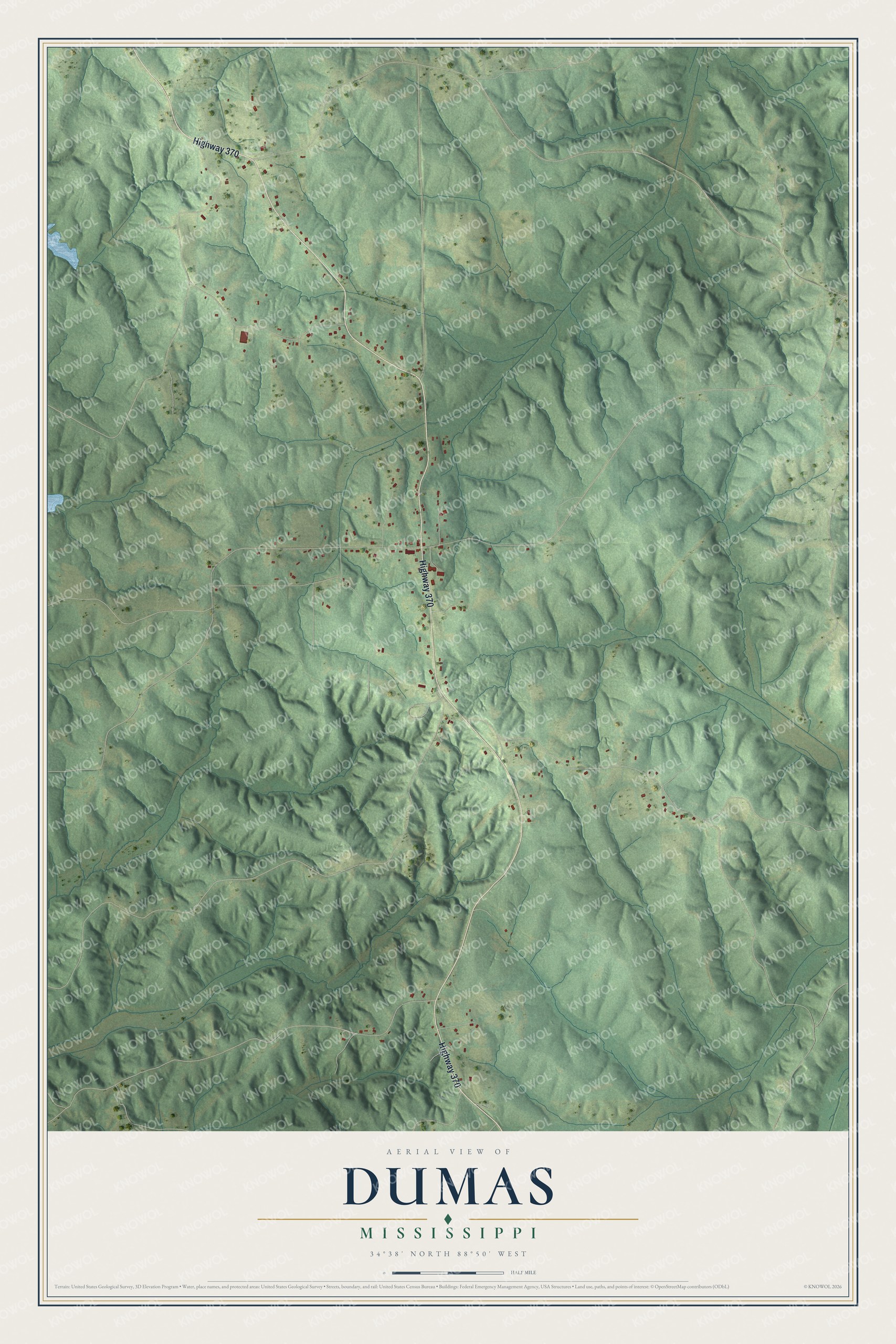 Watermarked full-map preview of Dumas, Mississippi