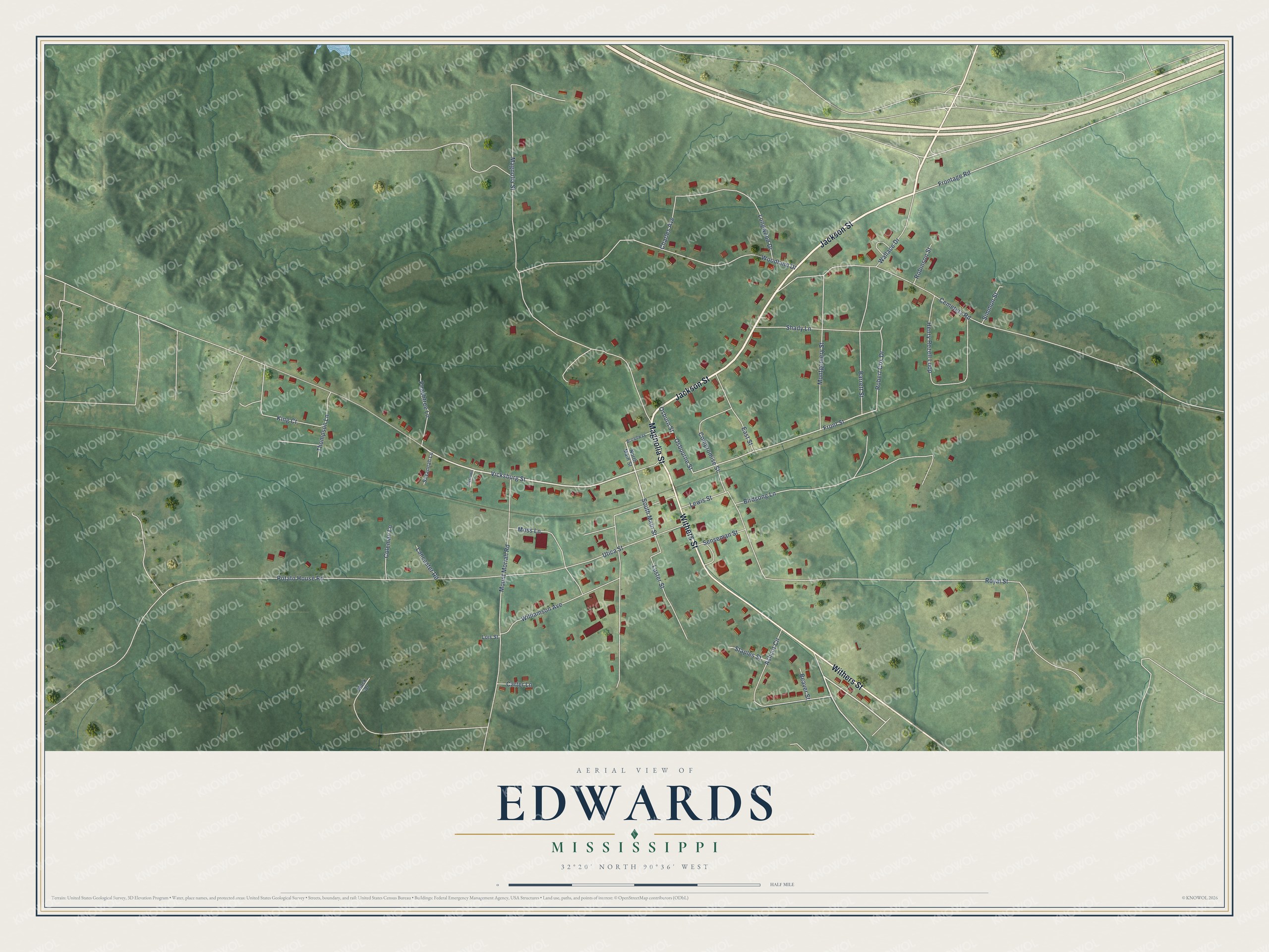 Watermarked full-map preview of Edwards, Mississippi