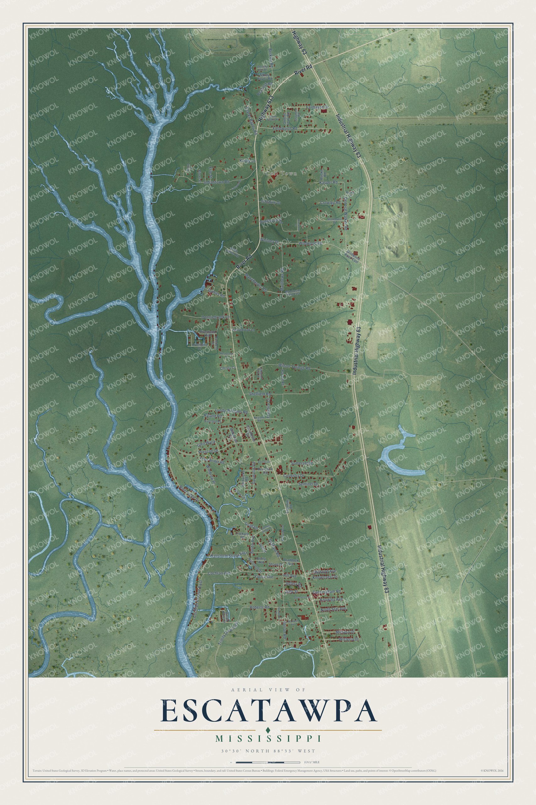 Watermarked full-map preview of Escatawpa, Mississippi