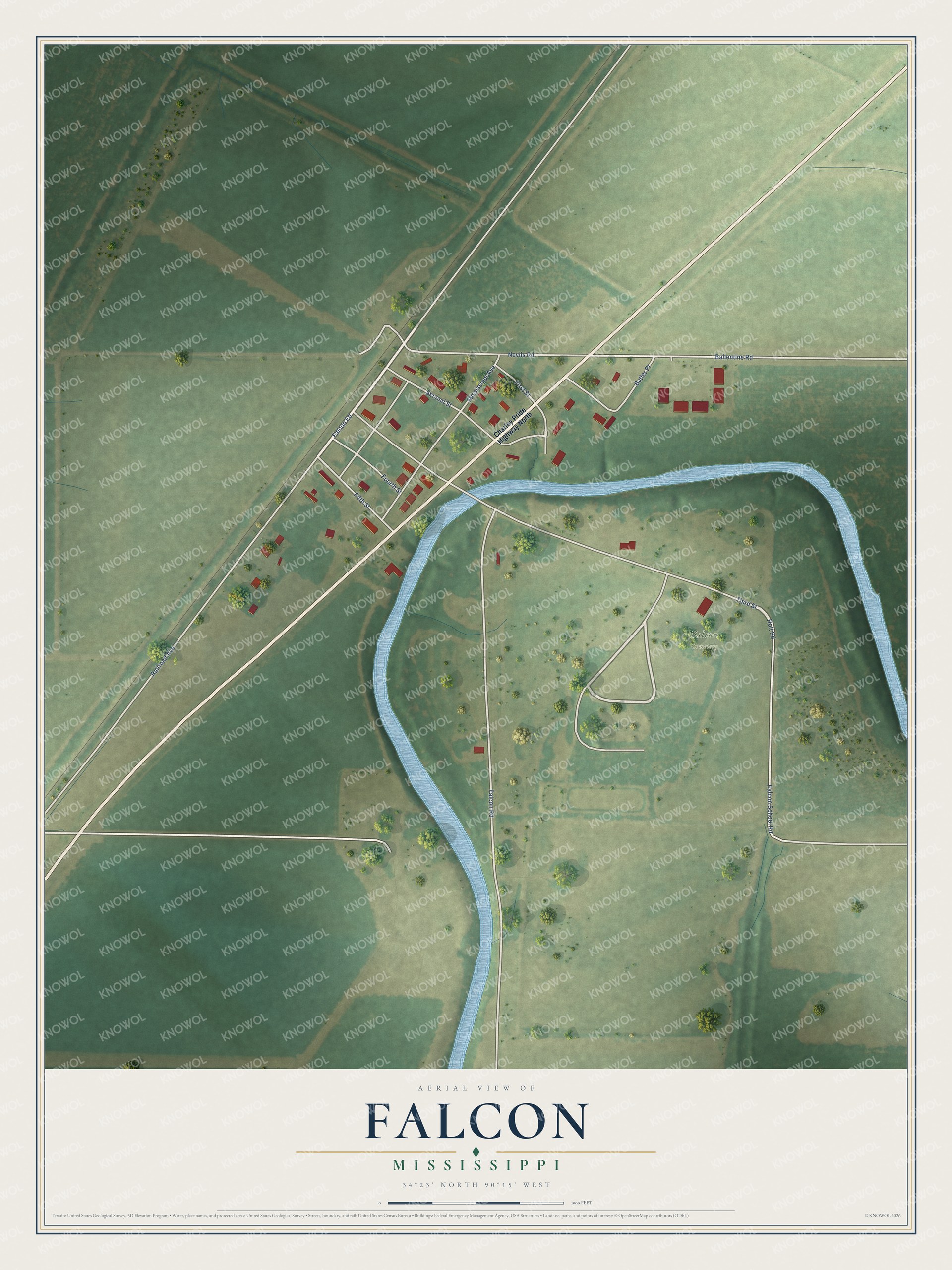 Watermarked full-map preview of Falcon, Mississippi