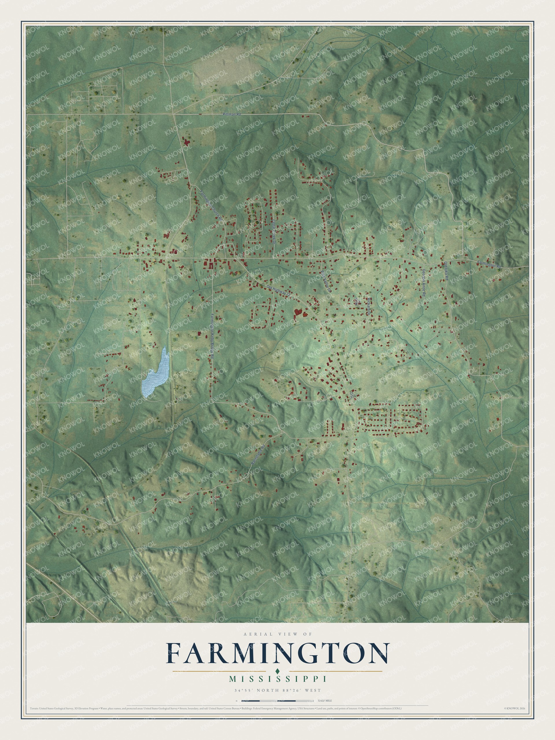 Watermarked full-map preview of Farmington, Mississippi