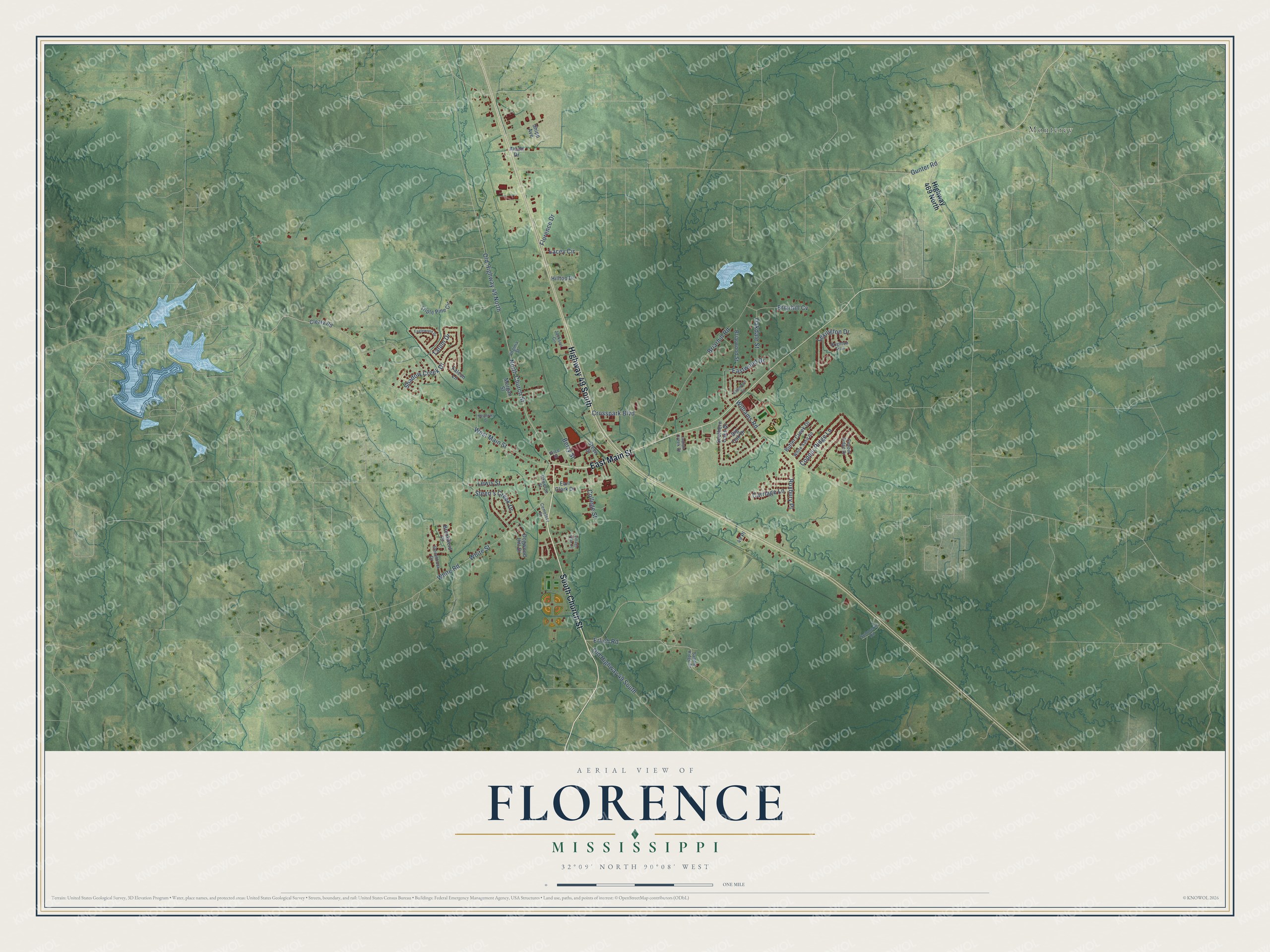 Watermarked full-map preview of Florence, Mississippi
