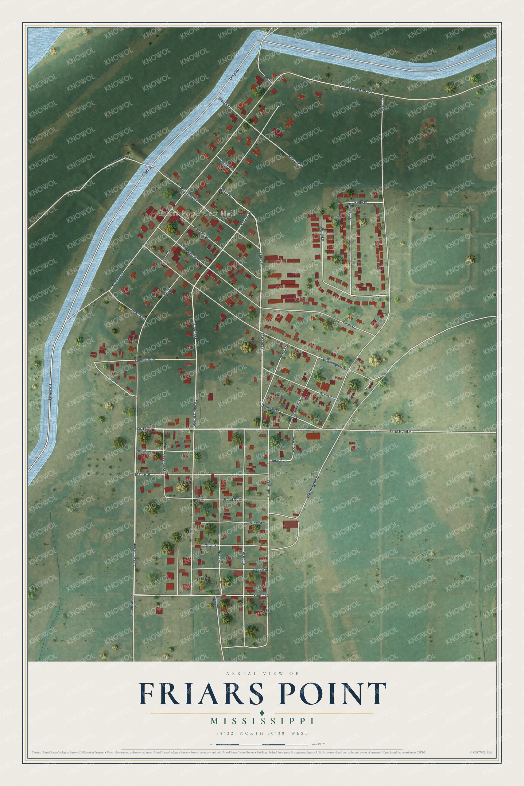 Watermarked full-map preview of Friars Point, Mississippi