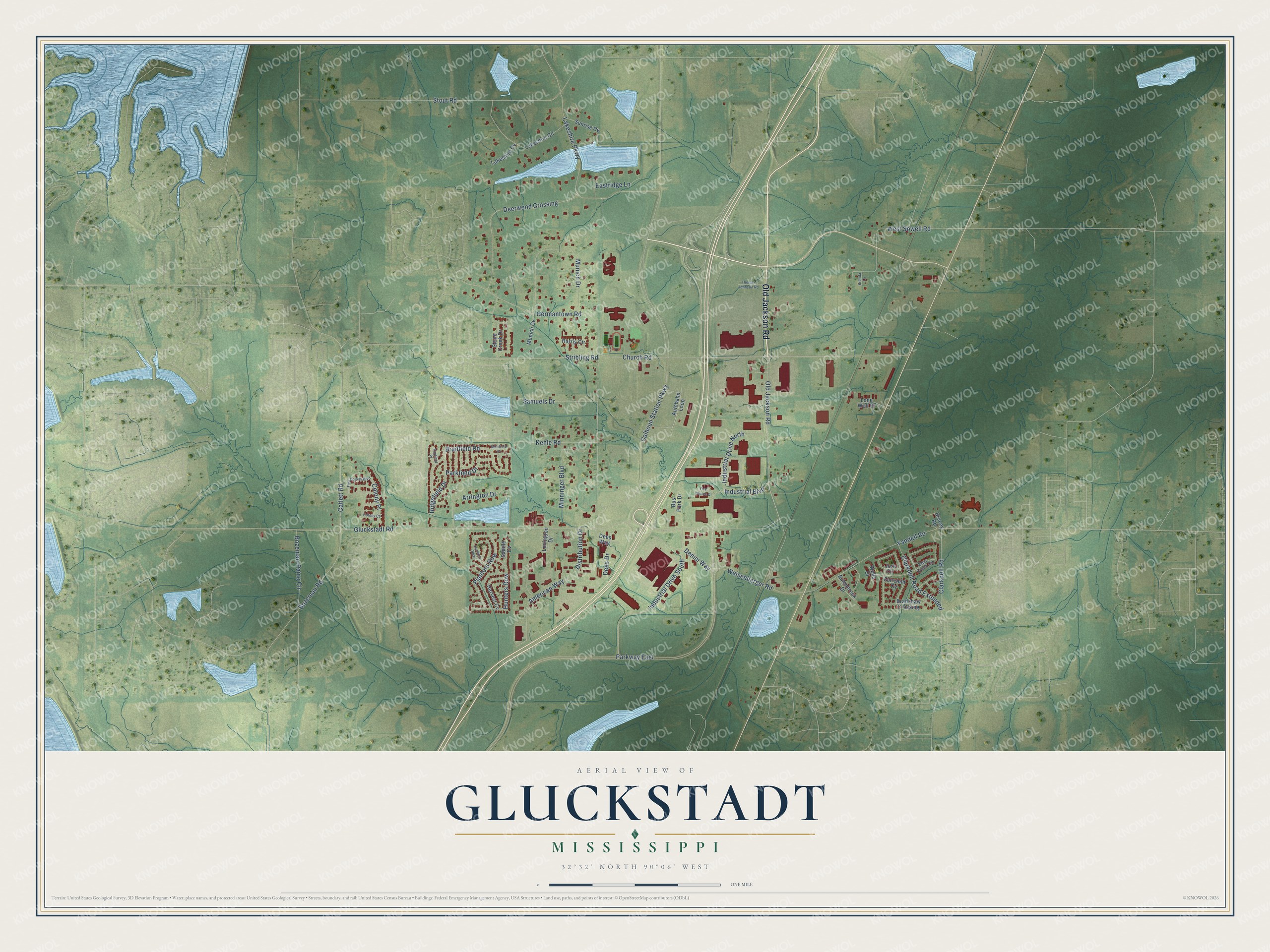 Watermarked full-map preview of Gluckstadt, Mississippi
