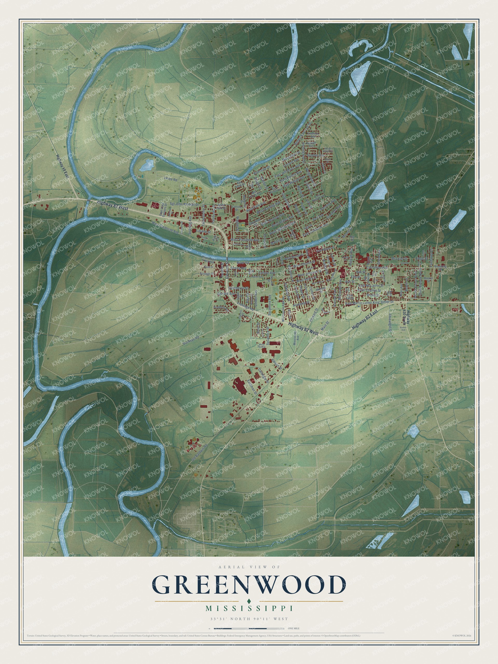 Watermarked full-map preview of Greenwood, Mississippi