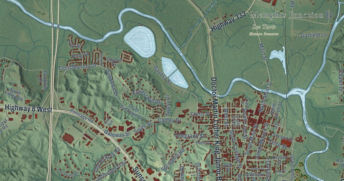 Map of Grenada, Mississippi in 2026