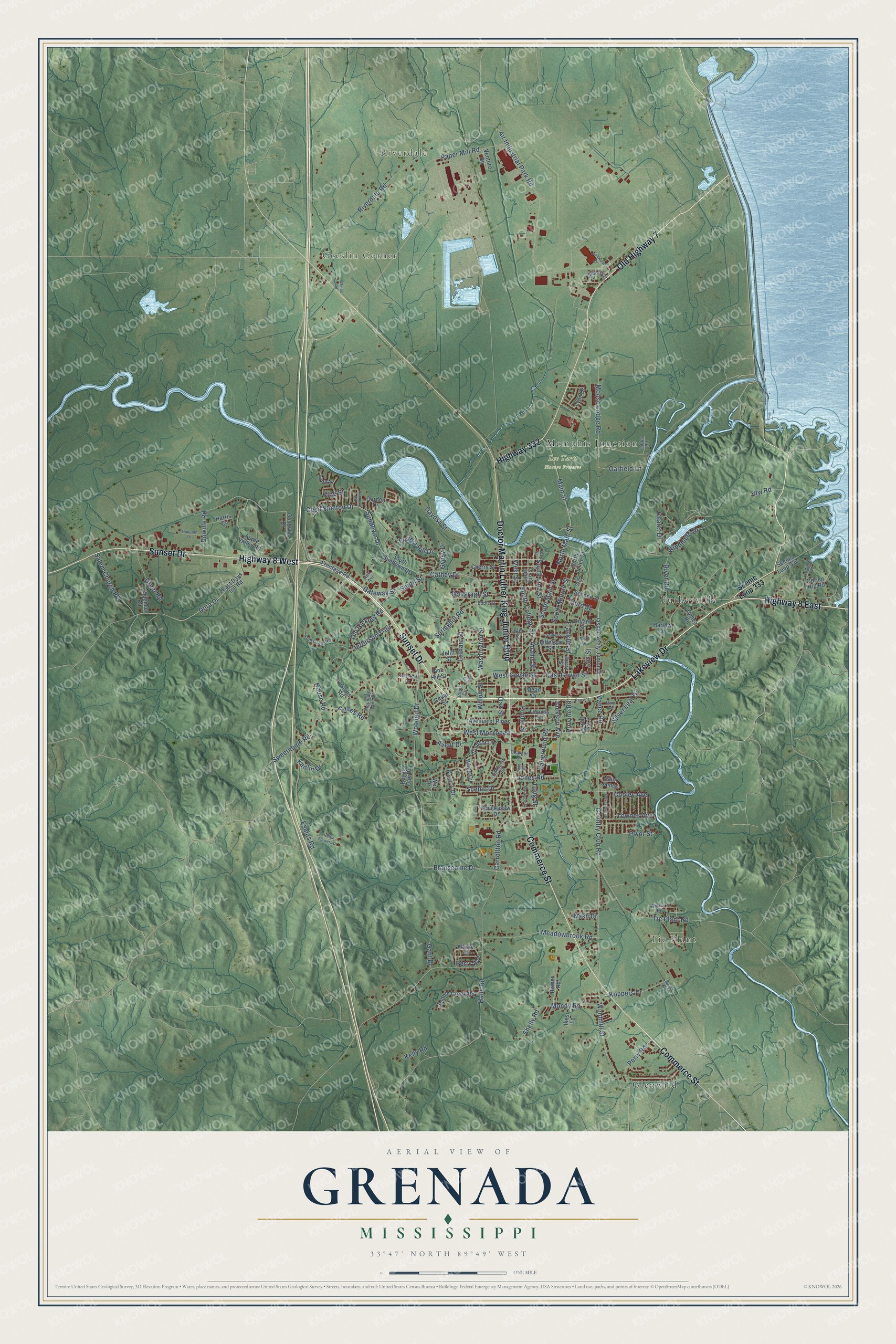 Watermarked full-map preview of Grenada, Mississippi