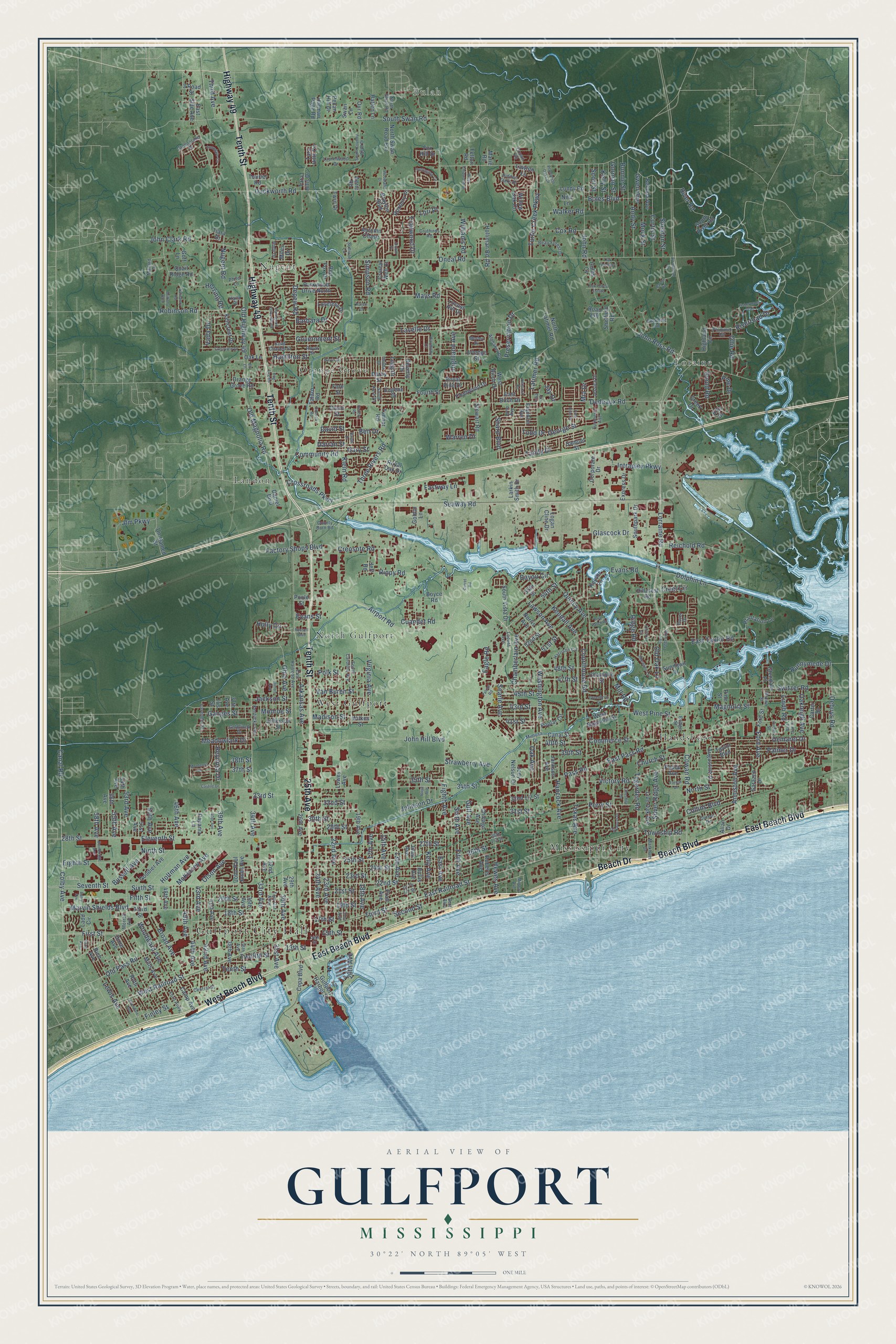 Watermarked full-map preview of Gulfport, Mississippi
