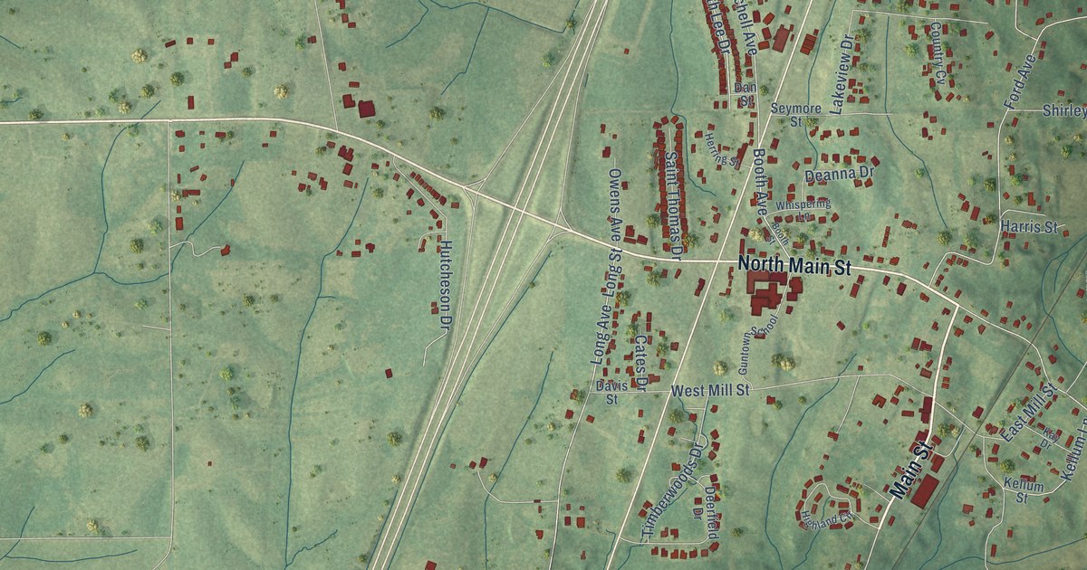 Map of Guntown, Mississippi in 2026