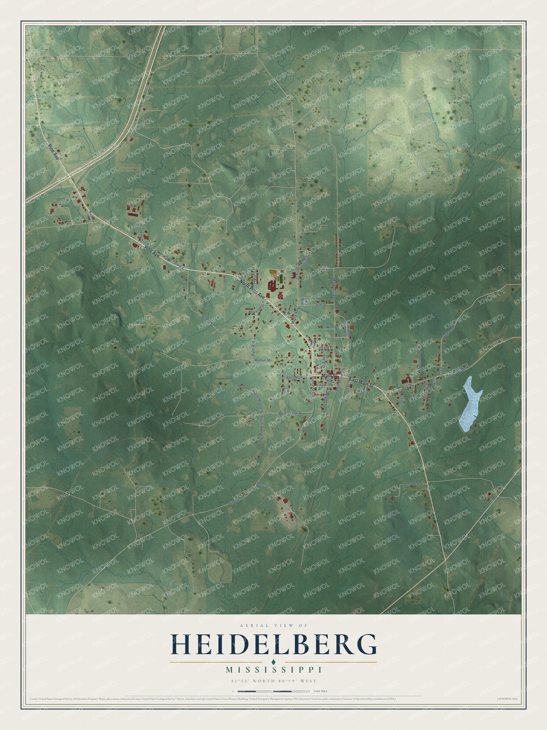 Watermarked full-map preview of Heidelberg, Mississippi