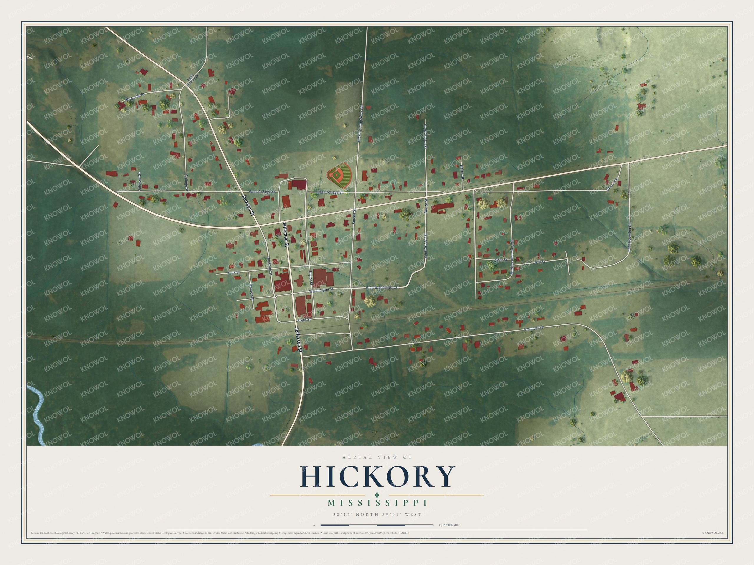 Watermarked full-map preview of Hickory, Mississippi