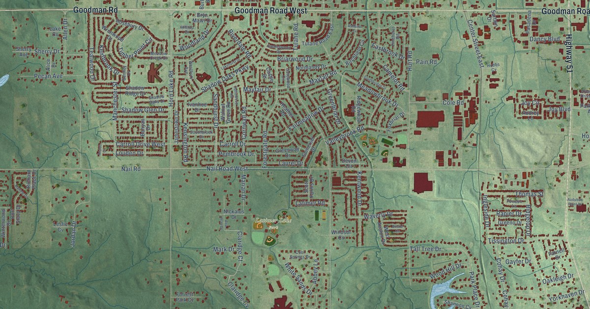 Map of Horn Lake, Mississippi in 2026