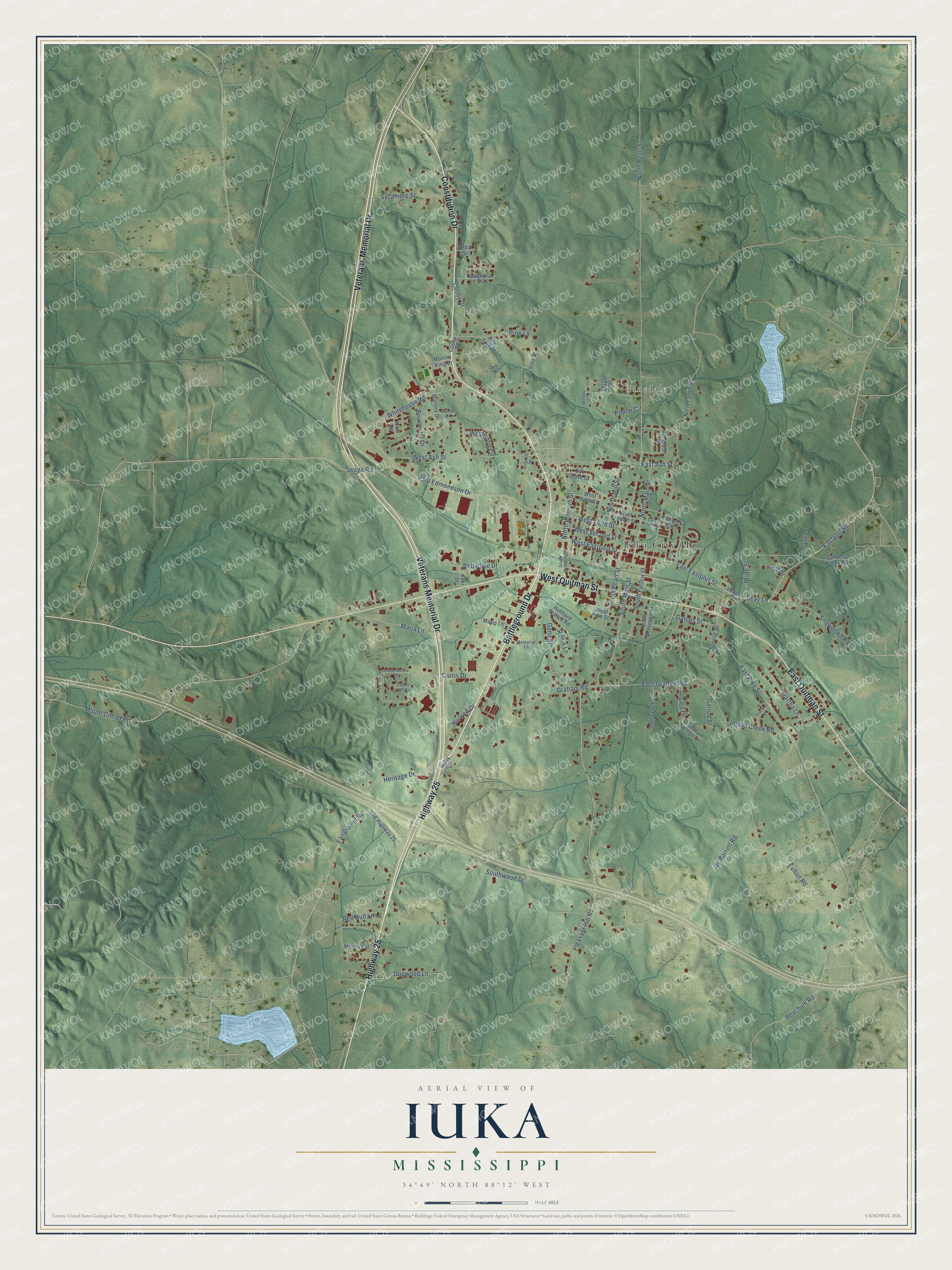 Watermarked full-map preview of Iuka, Mississippi