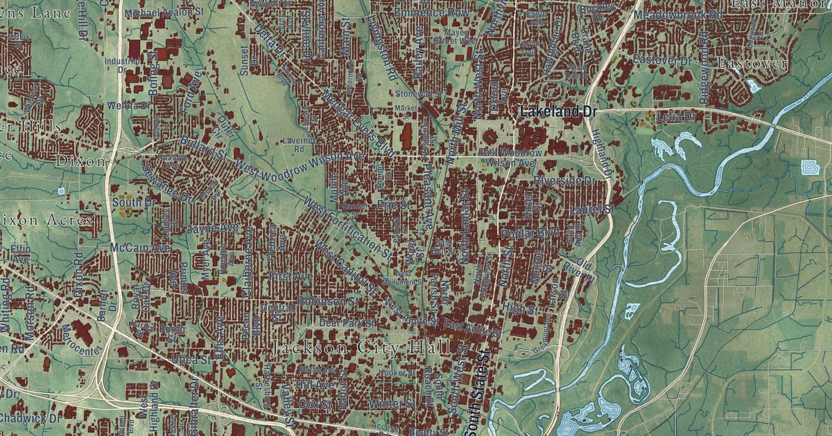 Map of Jackson, Mississippi in 2026