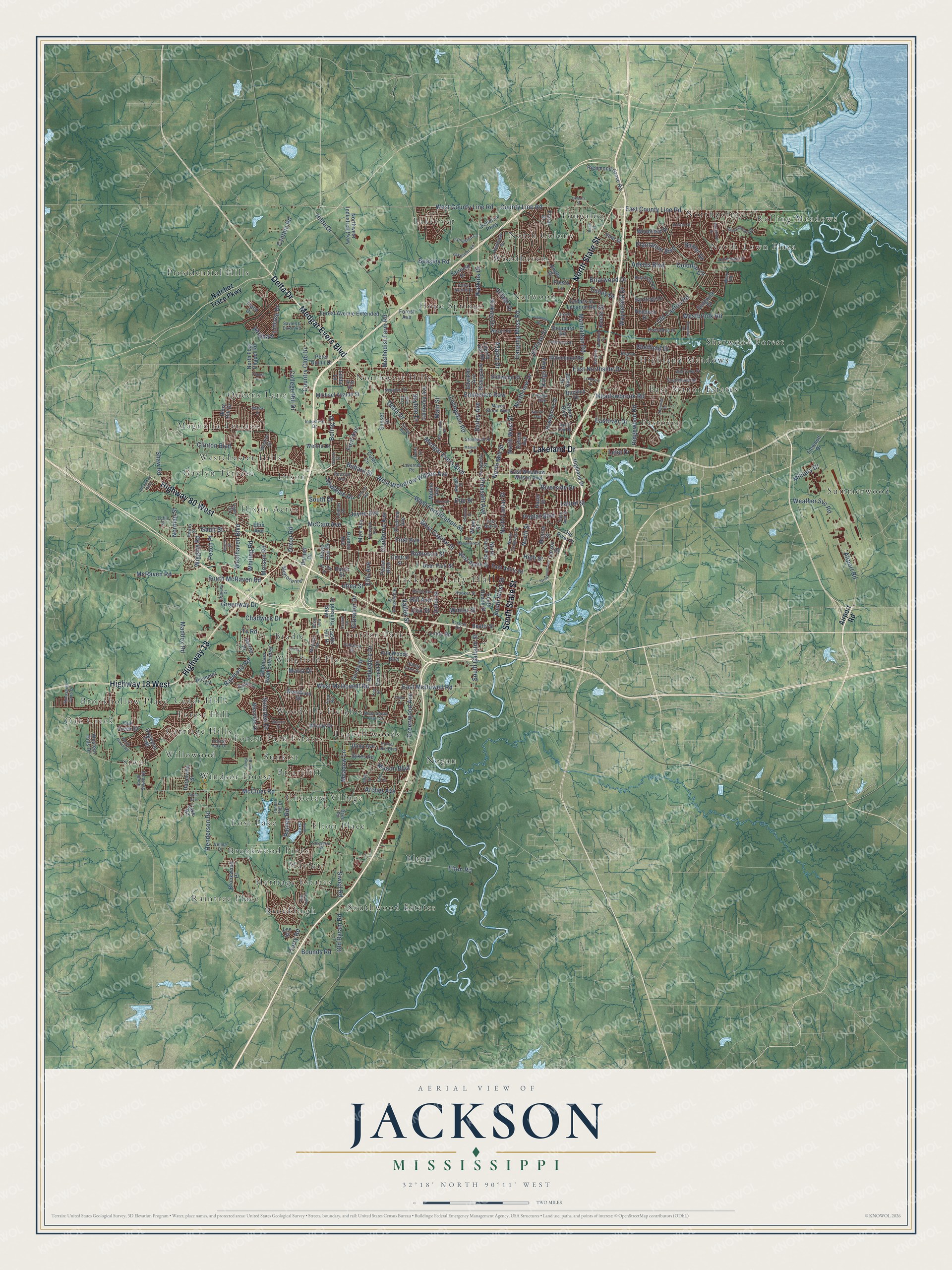Watermarked full-map preview of Jackson, Mississippi