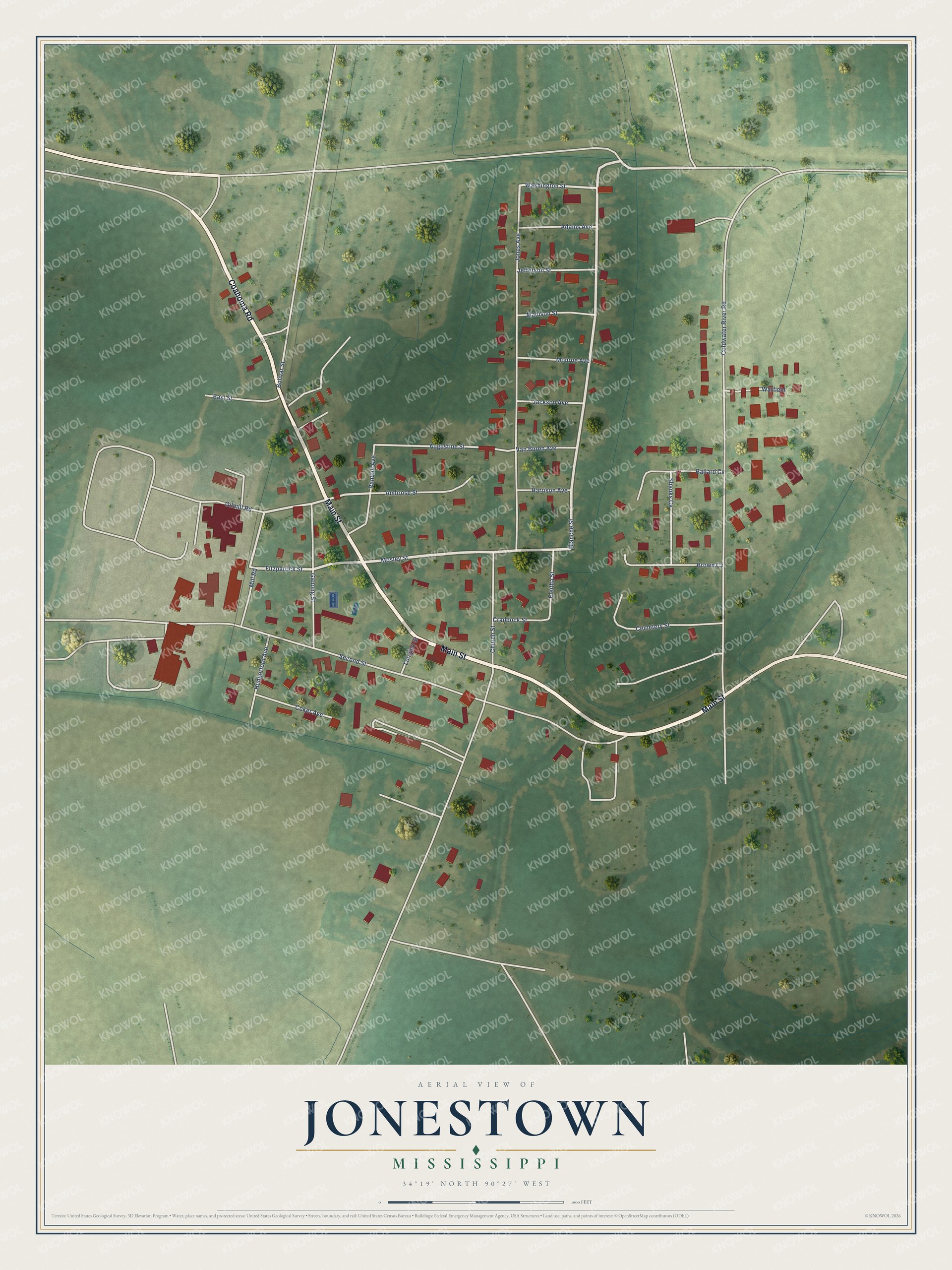 Watermarked full-map preview of Jonestown, Mississippi