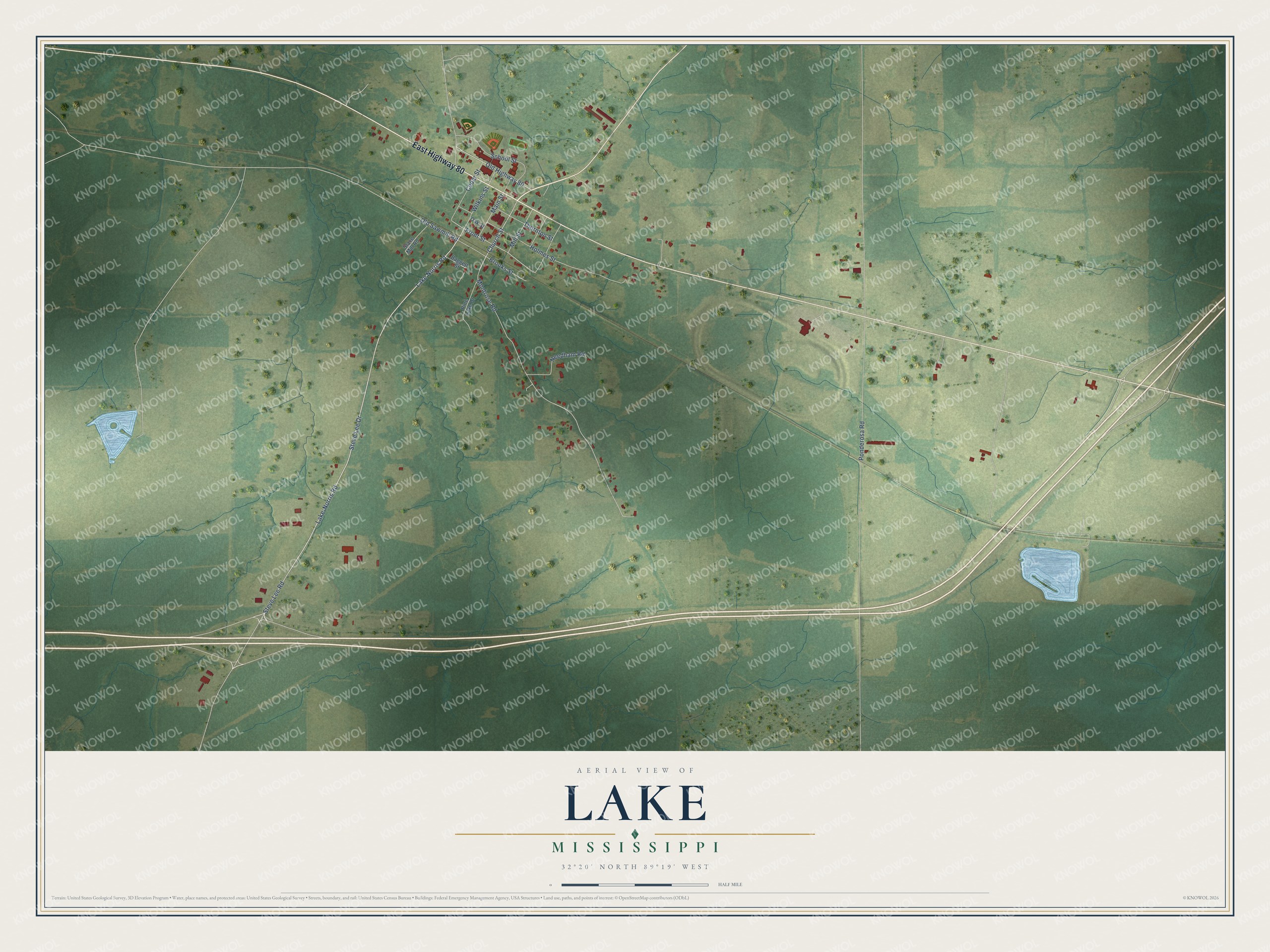 Watermarked full-map preview of Lake, Mississippi