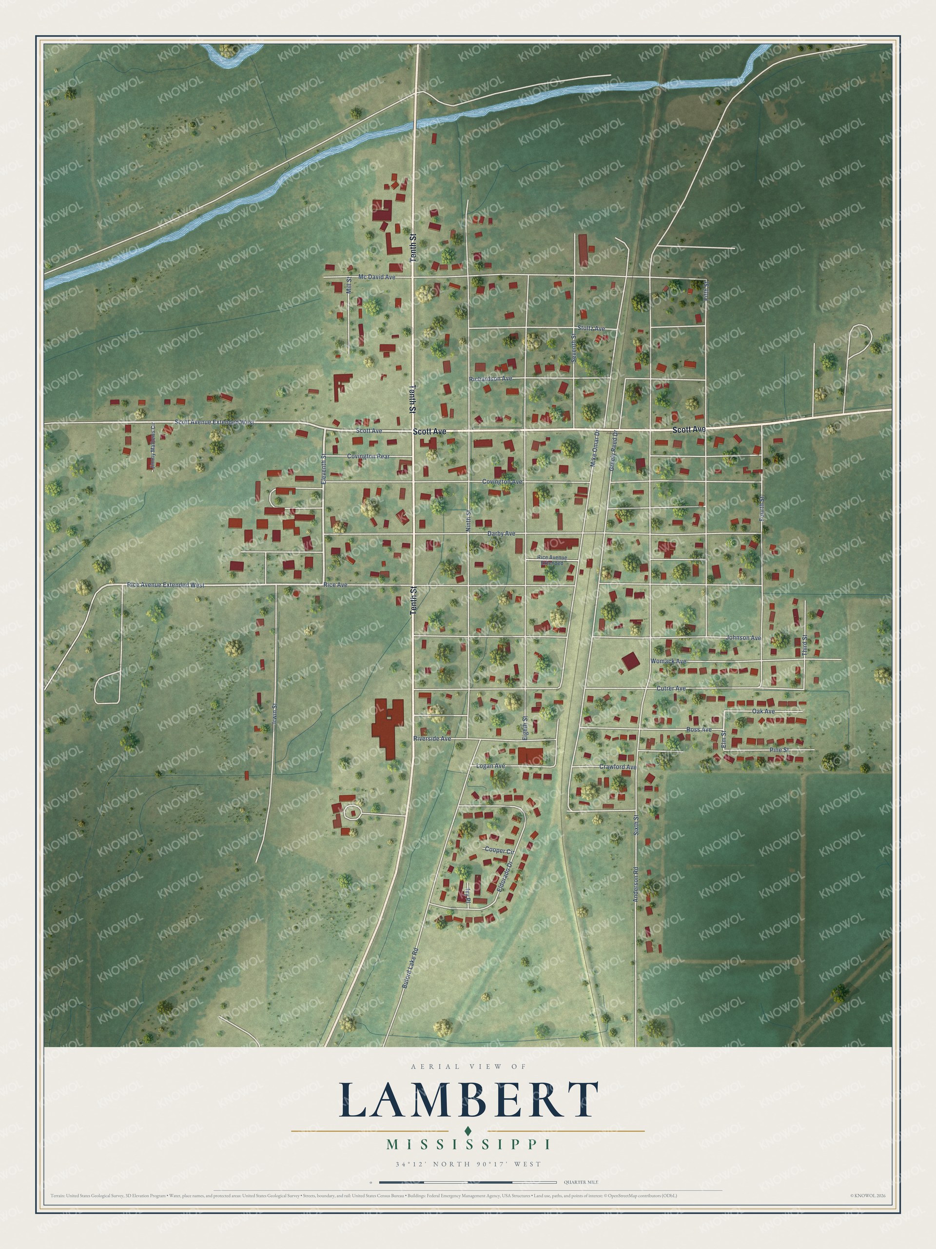 Watermarked full-map preview of Lambert, Mississippi