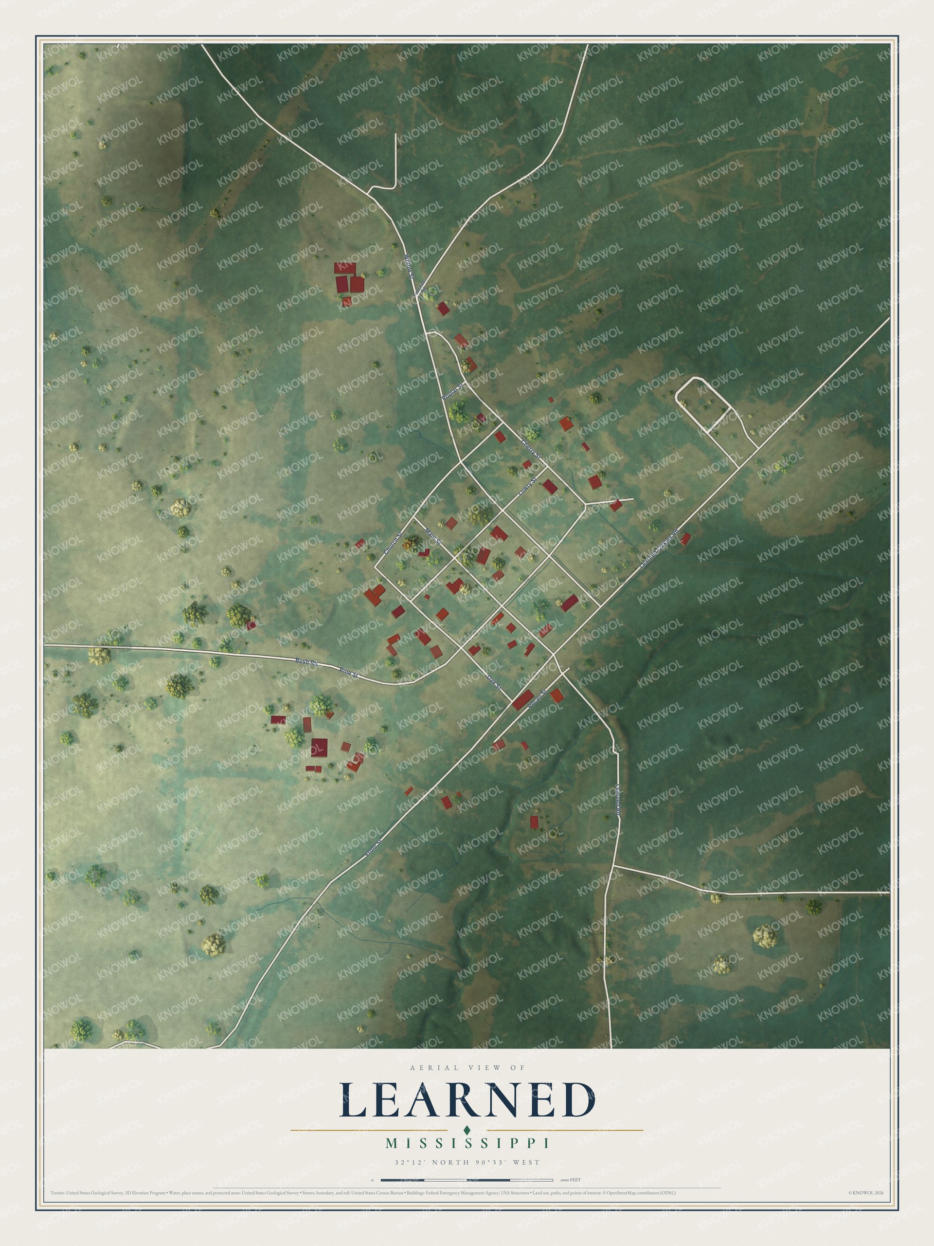 Watermarked full-map preview of Learned, Mississippi