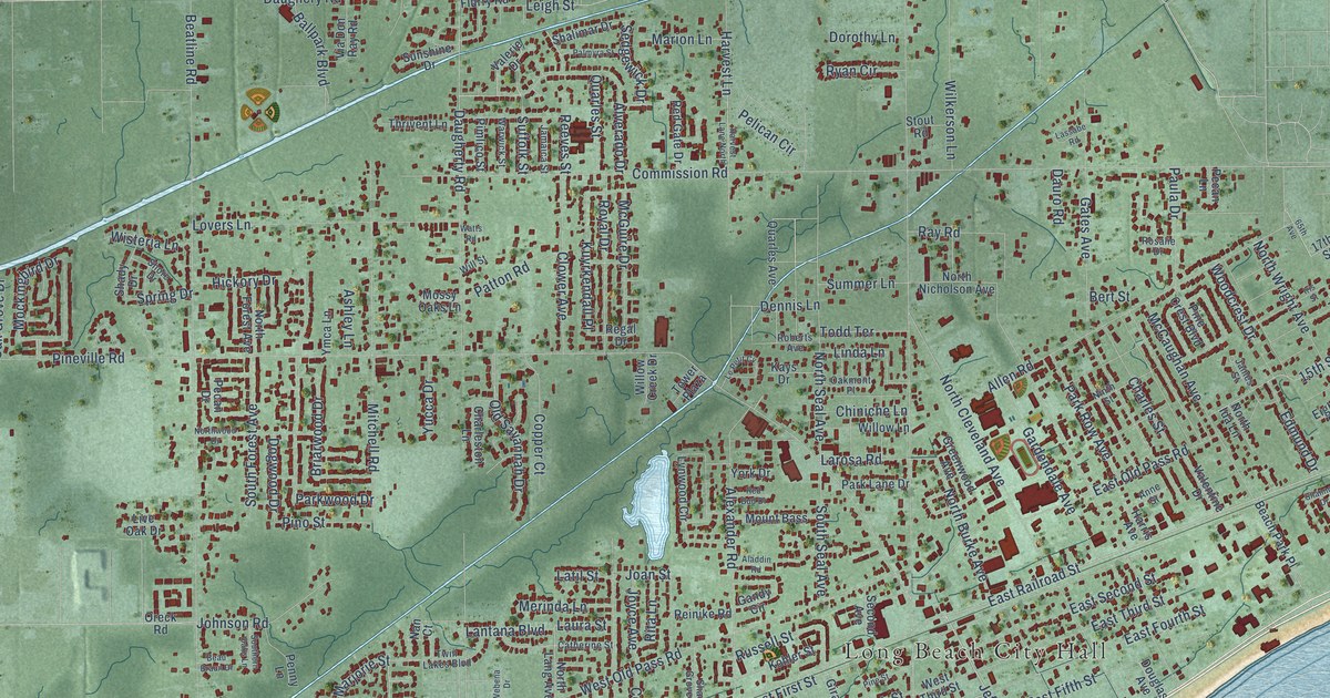 Map of Long Beach, Mississippi in 2026