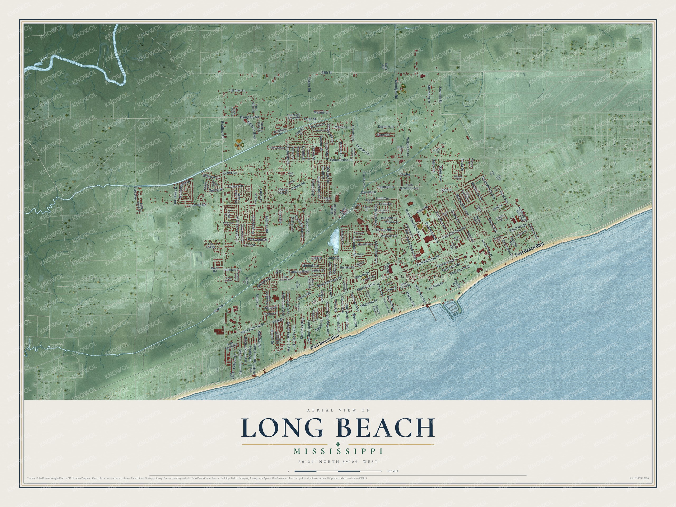 Watermarked full-map preview of Long Beach, Mississippi