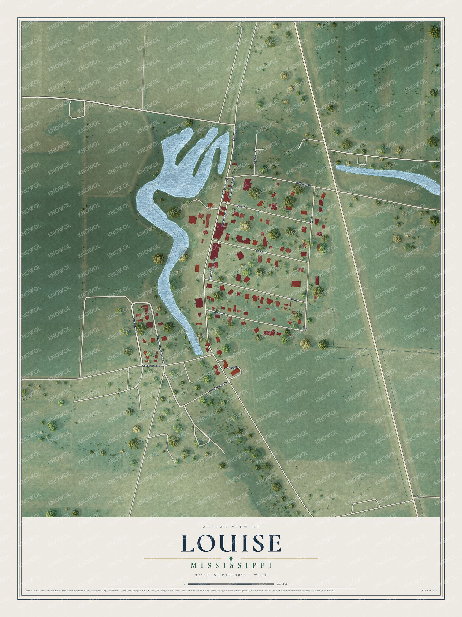 Watermarked full-map preview of Louise, Mississippi