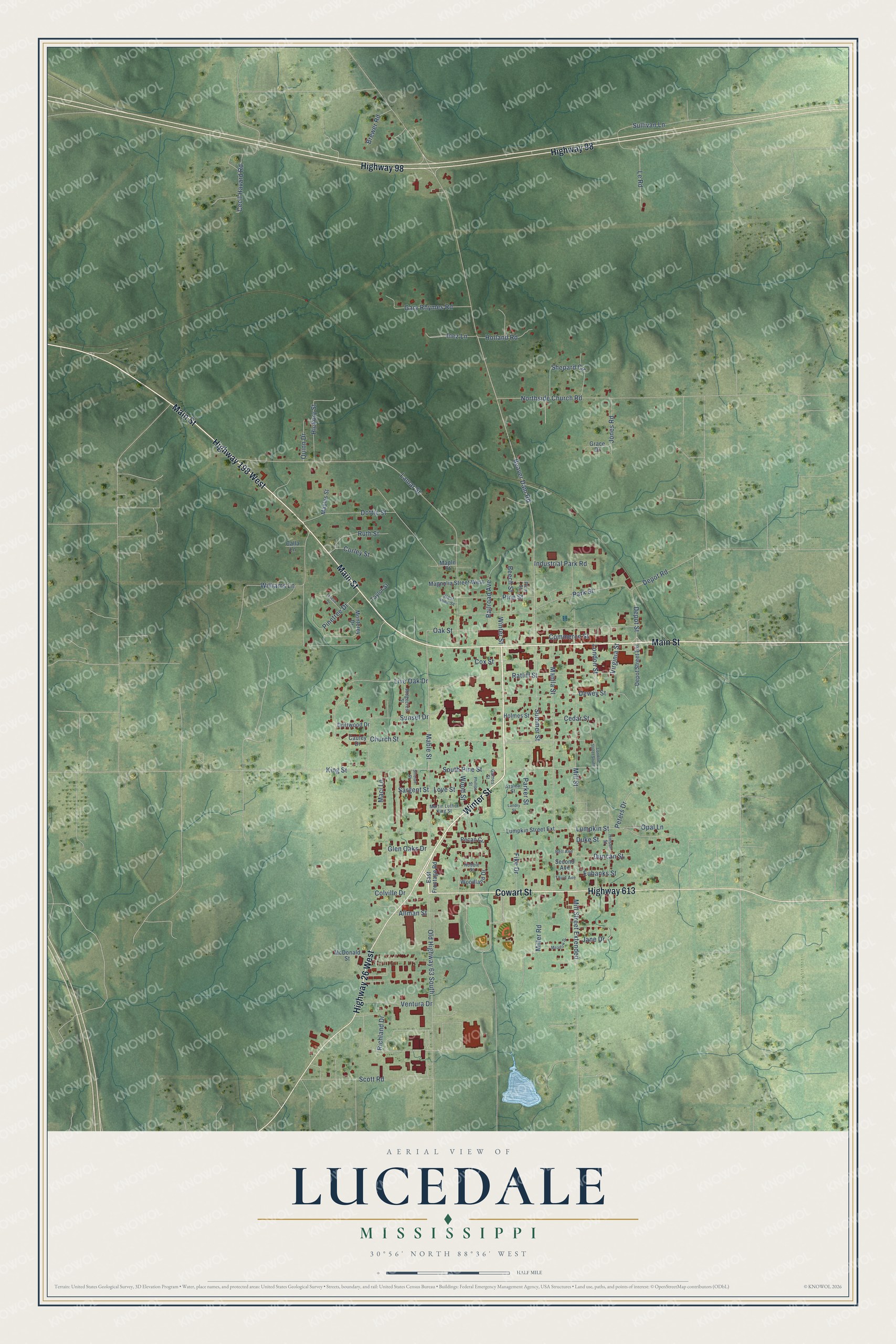 Watermarked full-map preview of Lucedale, Mississippi