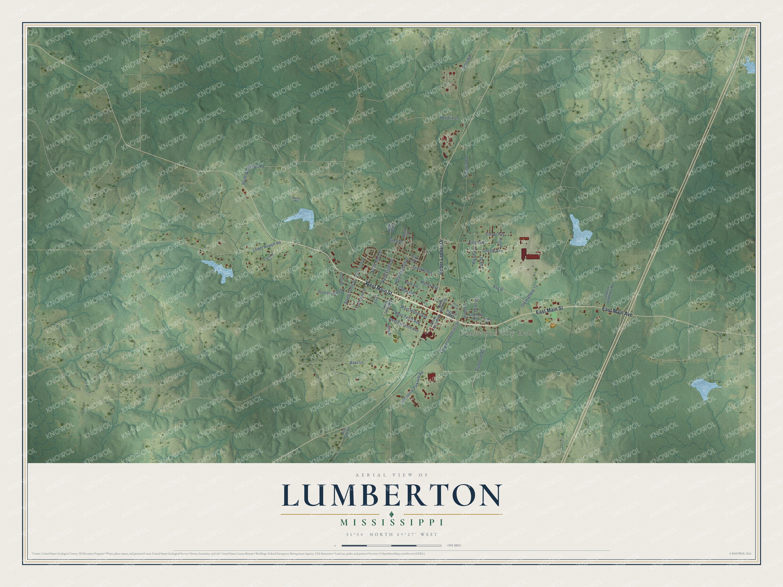 Watermarked full-map preview of Lumberton, Mississippi