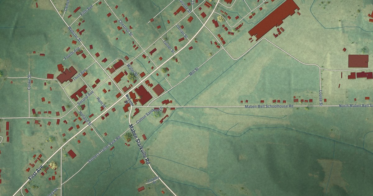 Map of Maben, Mississippi in 2026