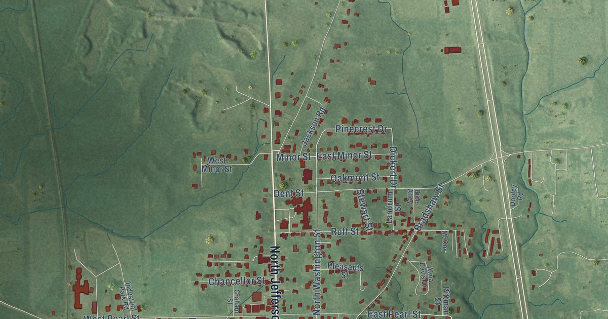 Map of Macon, Mississippi in 2026