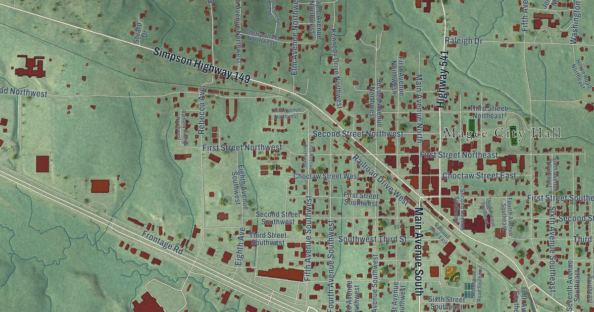 Map of Magee, Mississippi in 2026