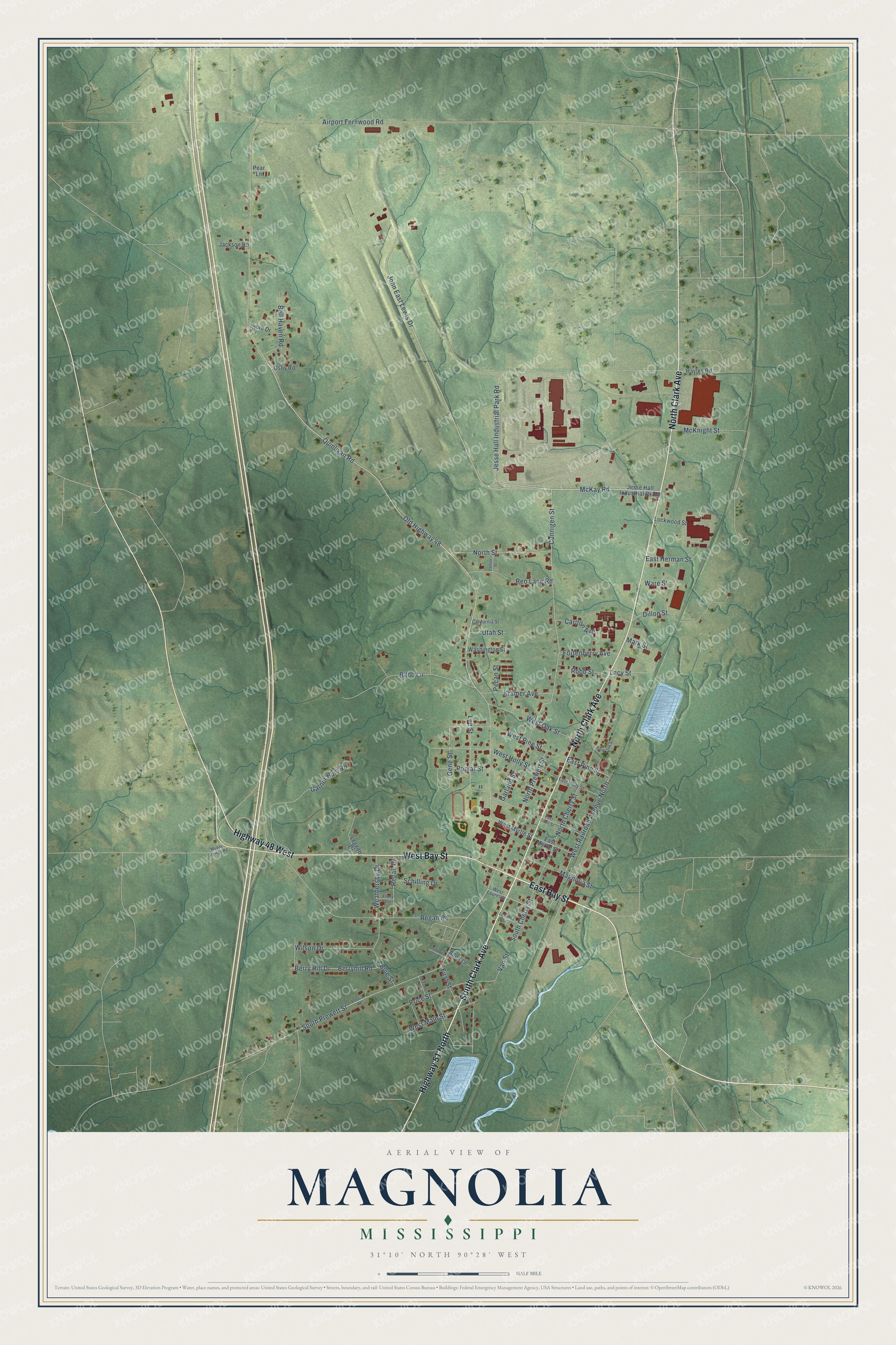 Watermarked full-map preview of Magnolia, Mississippi
