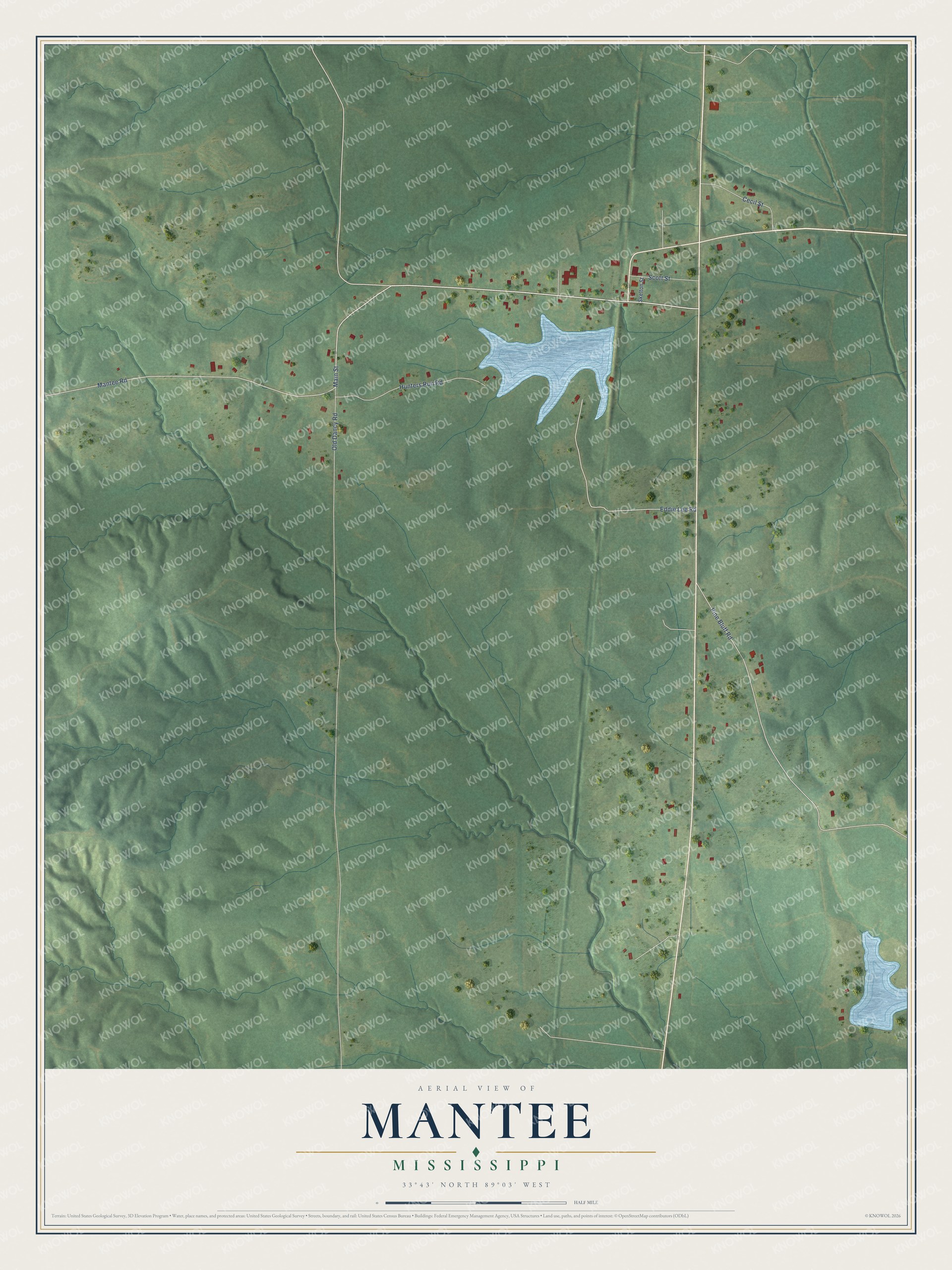 Watermarked full-map preview of Mantee, Mississippi